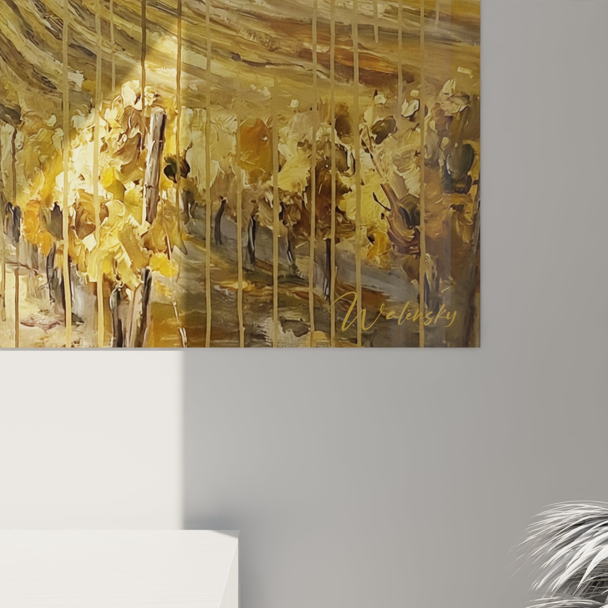 Vue d'ensemble toile décorative vignoble Alsace, château médiéval sur colline, art mural authentique