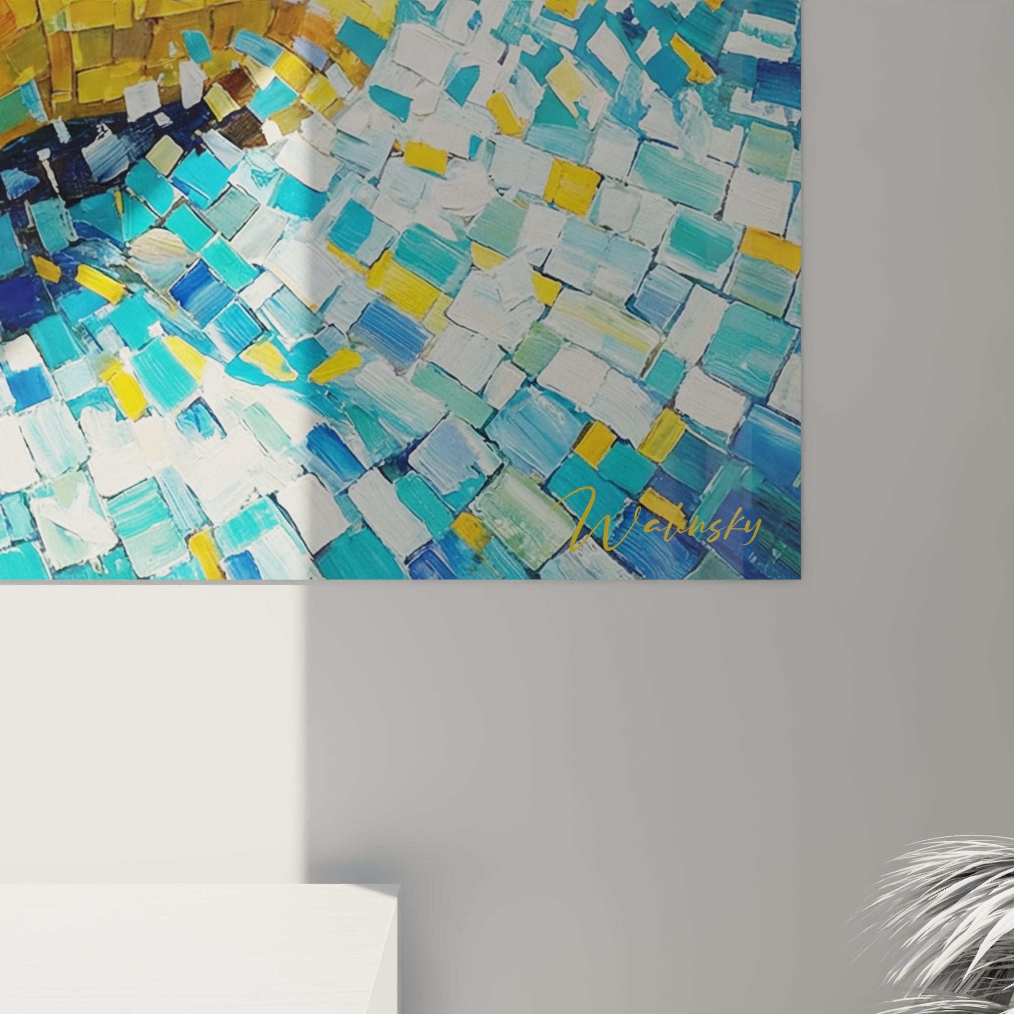 Complete view mosaic rafting canvas wall art sports whitewater modern decoration