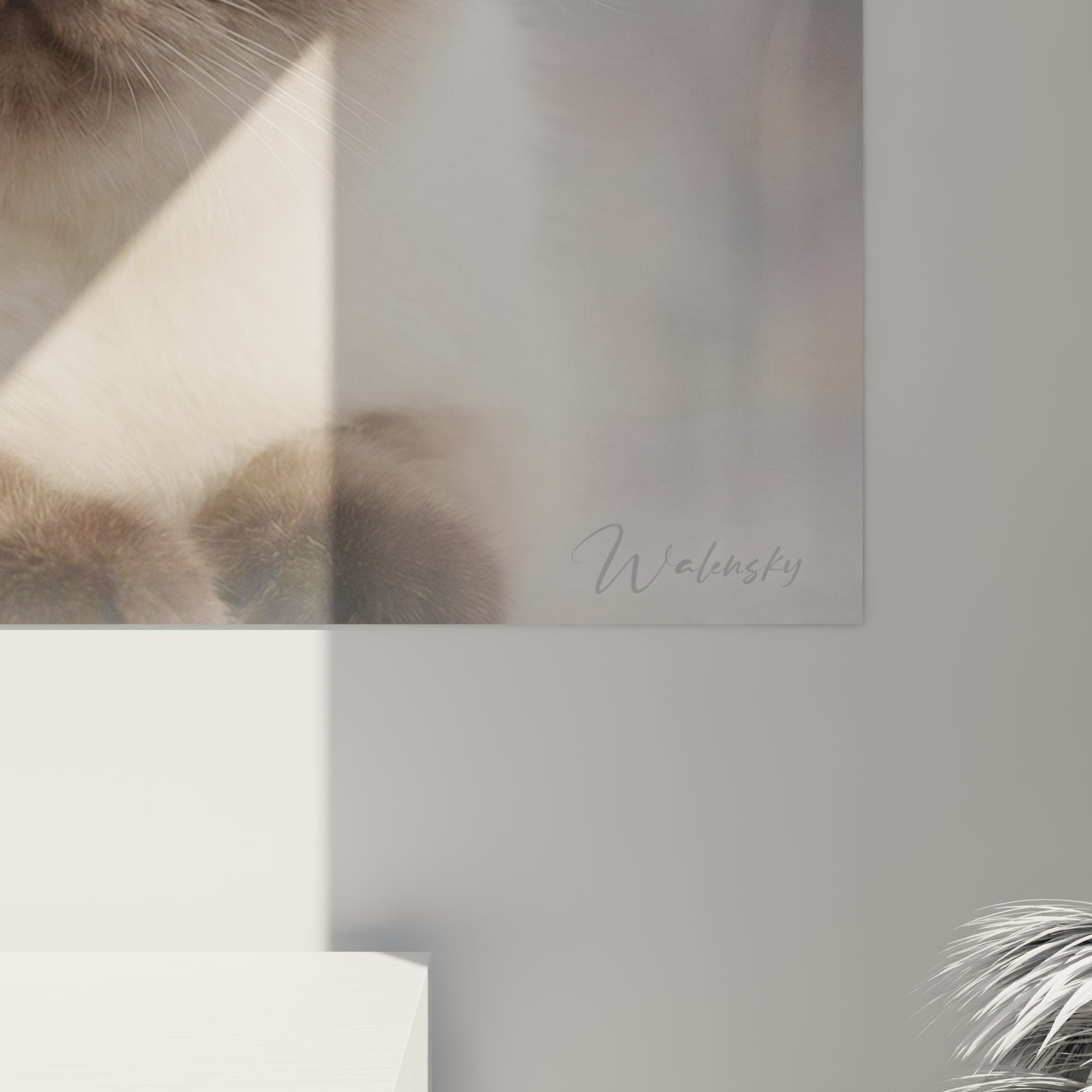 Vista d'insieme quadro murale gatto siamese in soggiorno moderno decorazione felina premium