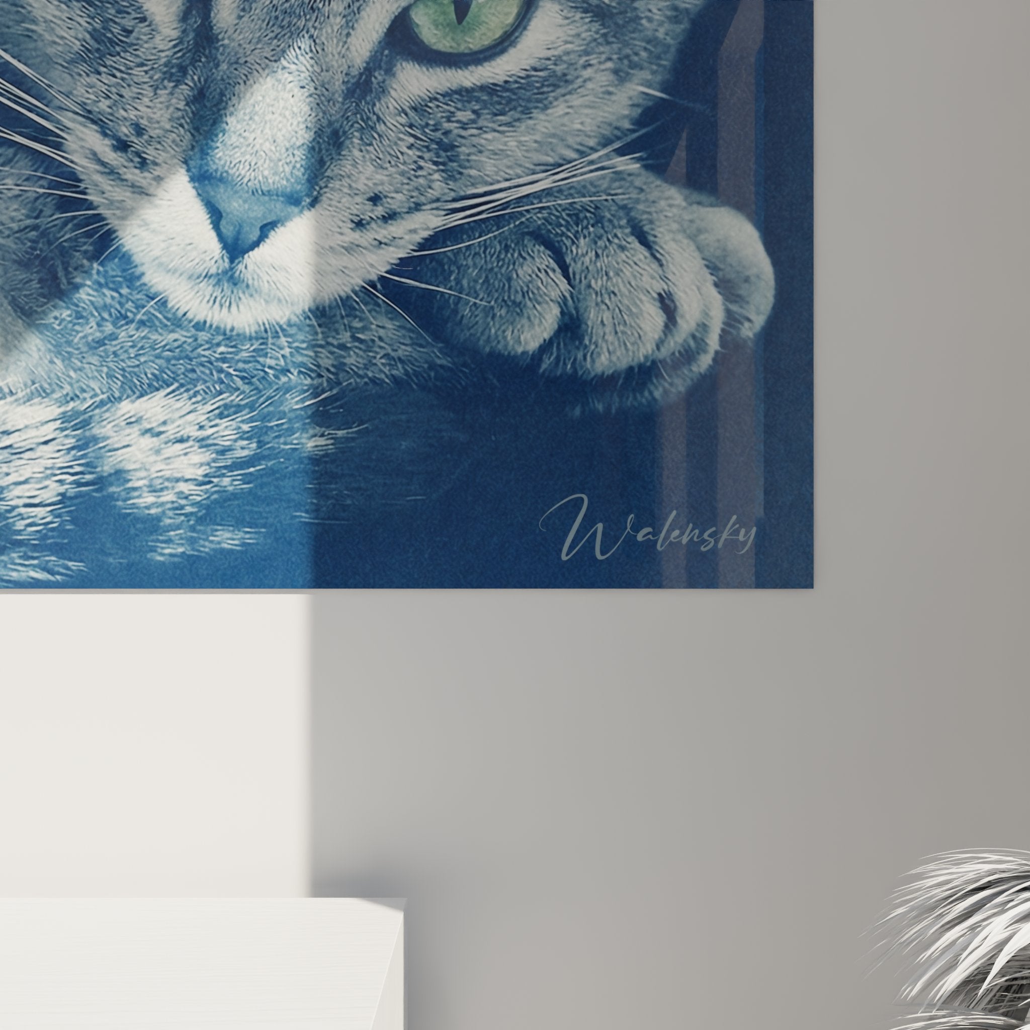 Vue d'ensemble du tableau mural chat Abyssin dans un intérieur contemporain