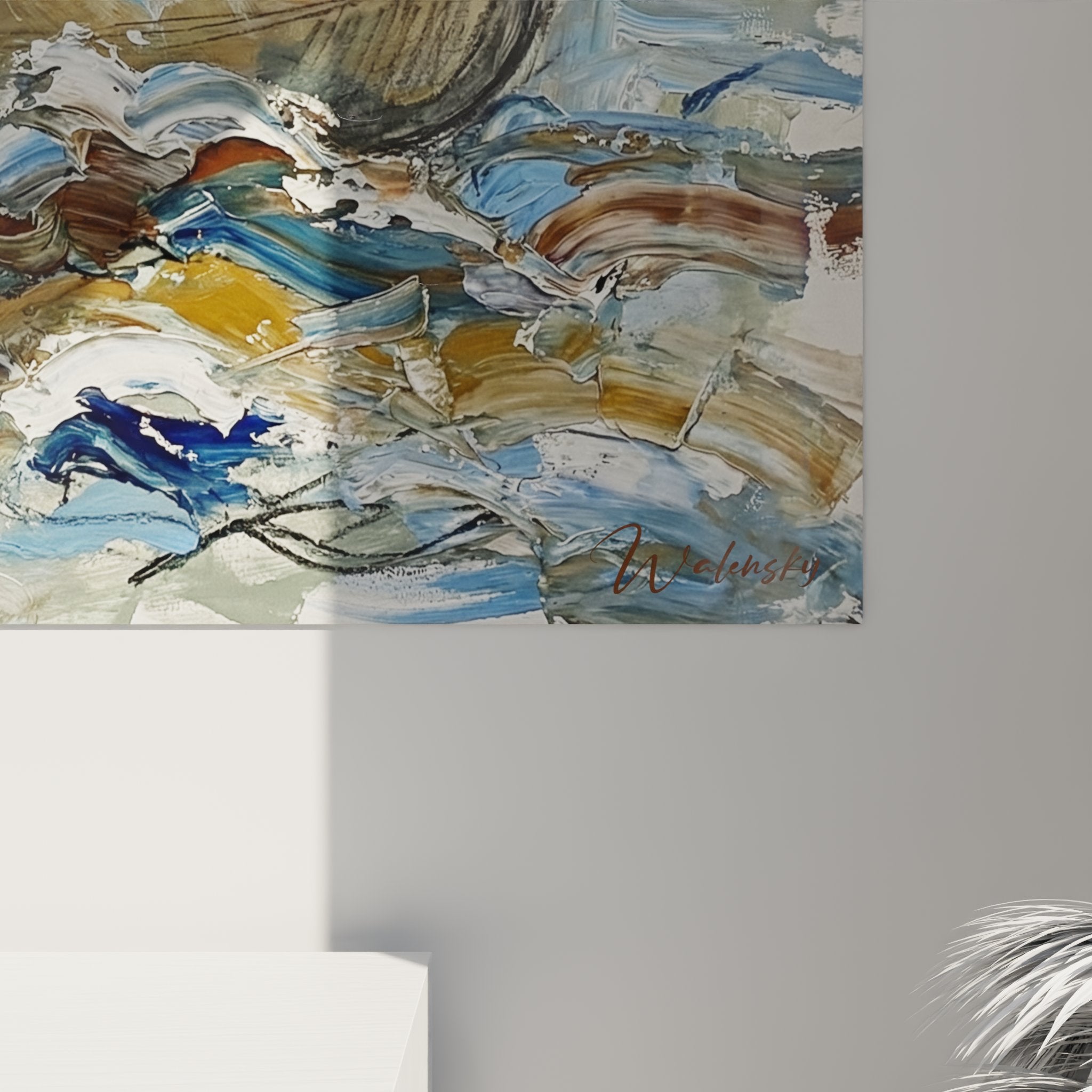 Vue d'ensemble du tableau mural rafting dans un intérieur moderne - art nautique décoratif avec scène de canoë