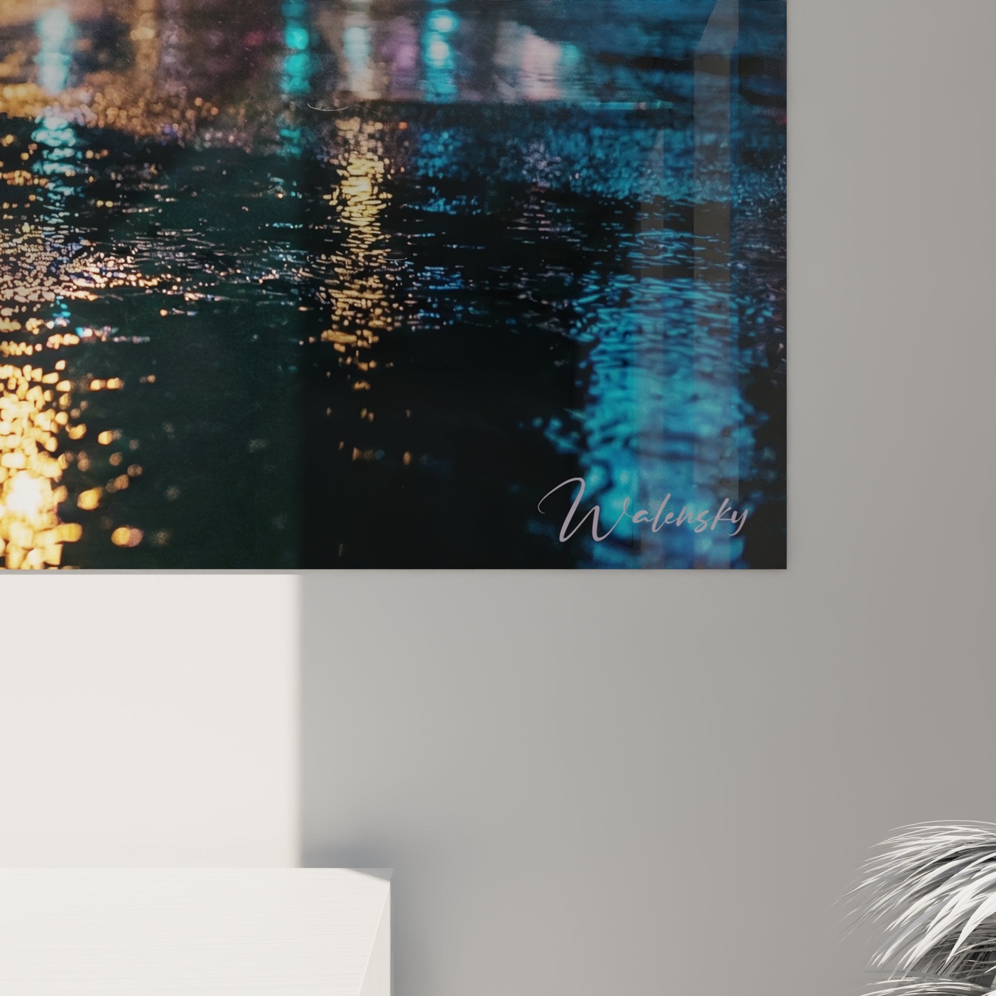 Vue d'ensemble tableau skateboard urbain neon, art mural street culture pour décoration moderne