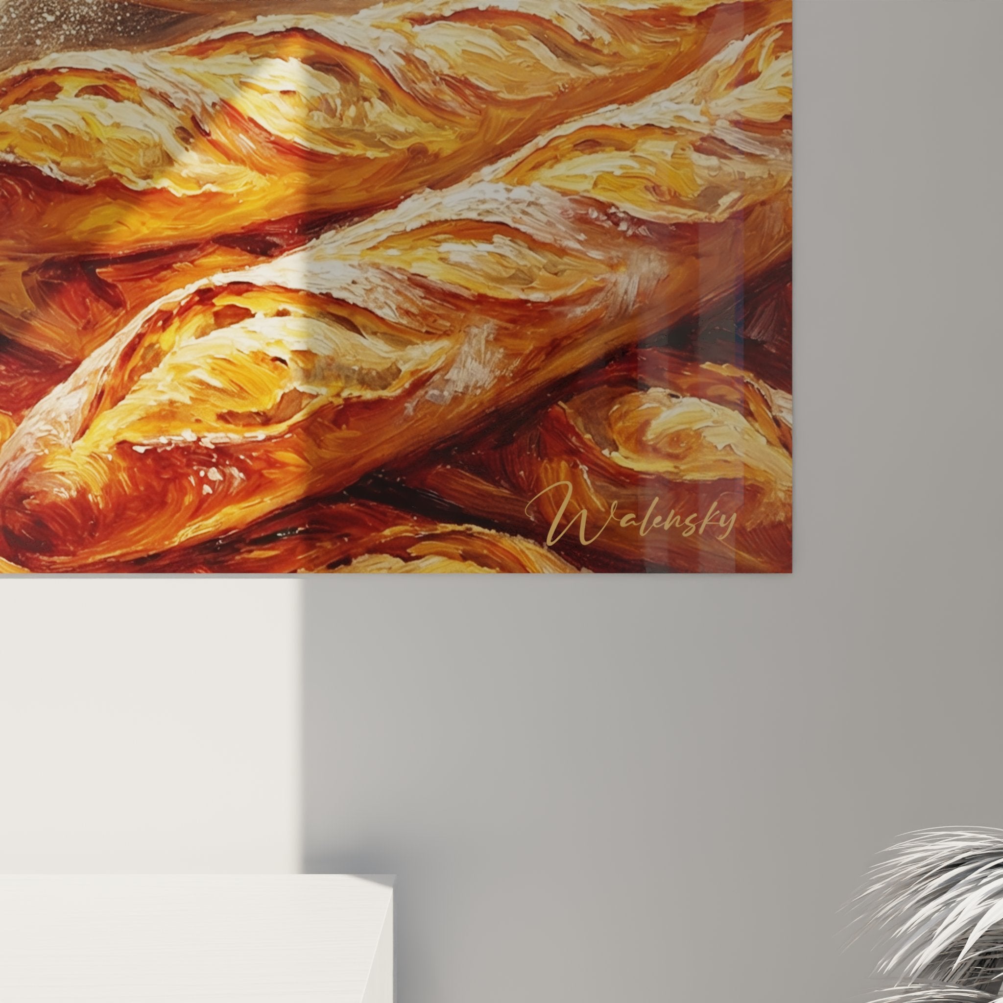 Gesamtansicht Wandbild Katze Bäckerei European Shorthair warme Inneneinrichtung