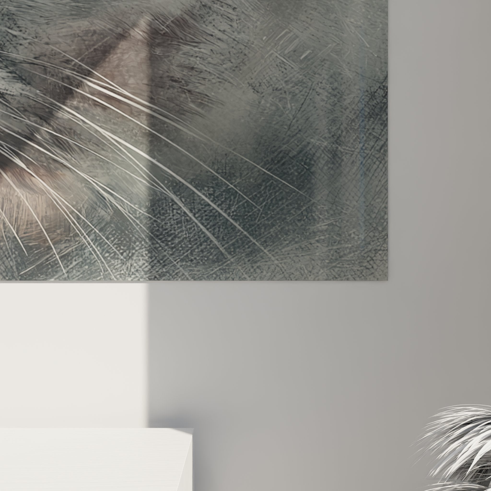 Full view portrait cat painting Scottish Fold wall art modern interior decoration