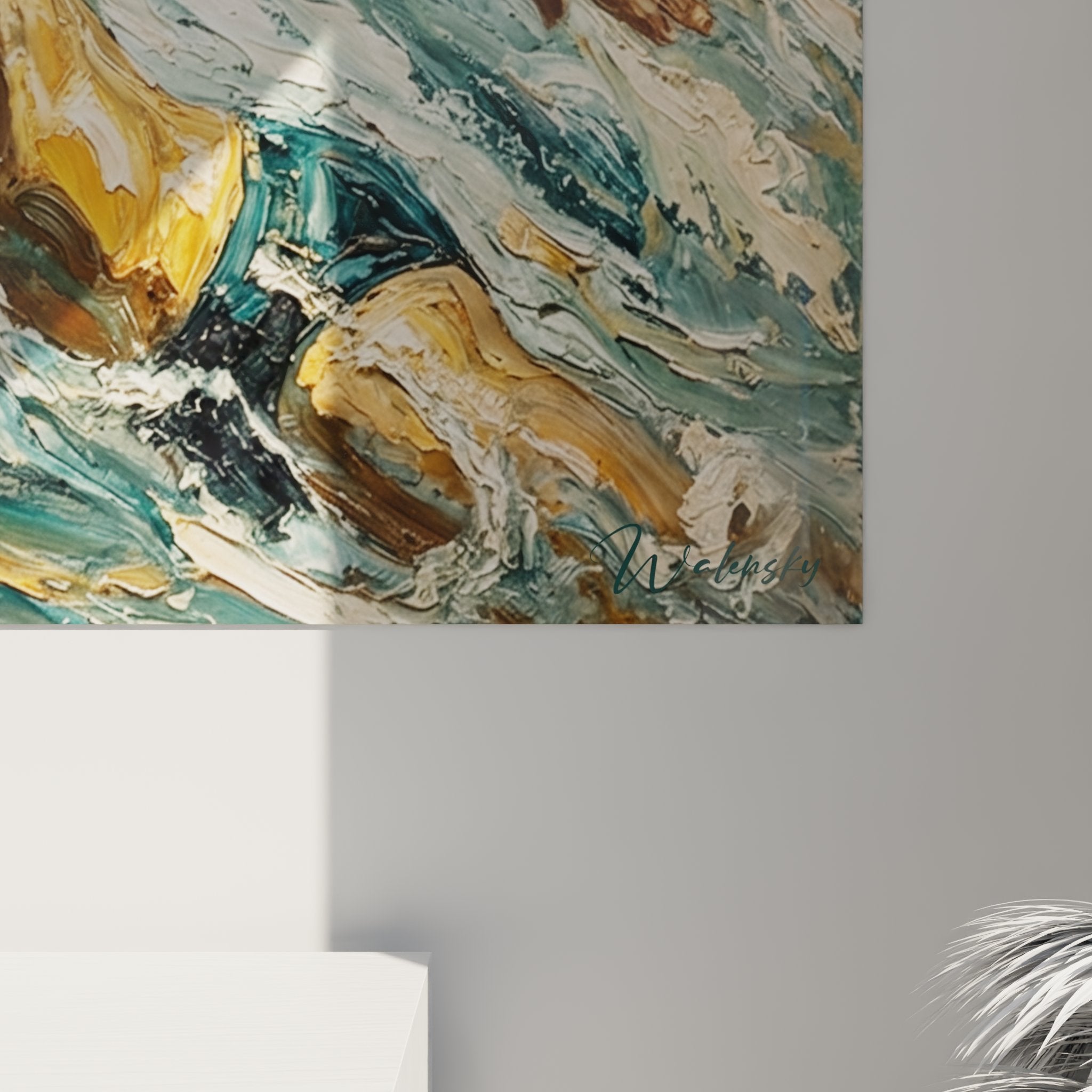 Vue d'ensemble tableau natation accroché au mur, décoration intérieure sport aquatique, art mural moderne