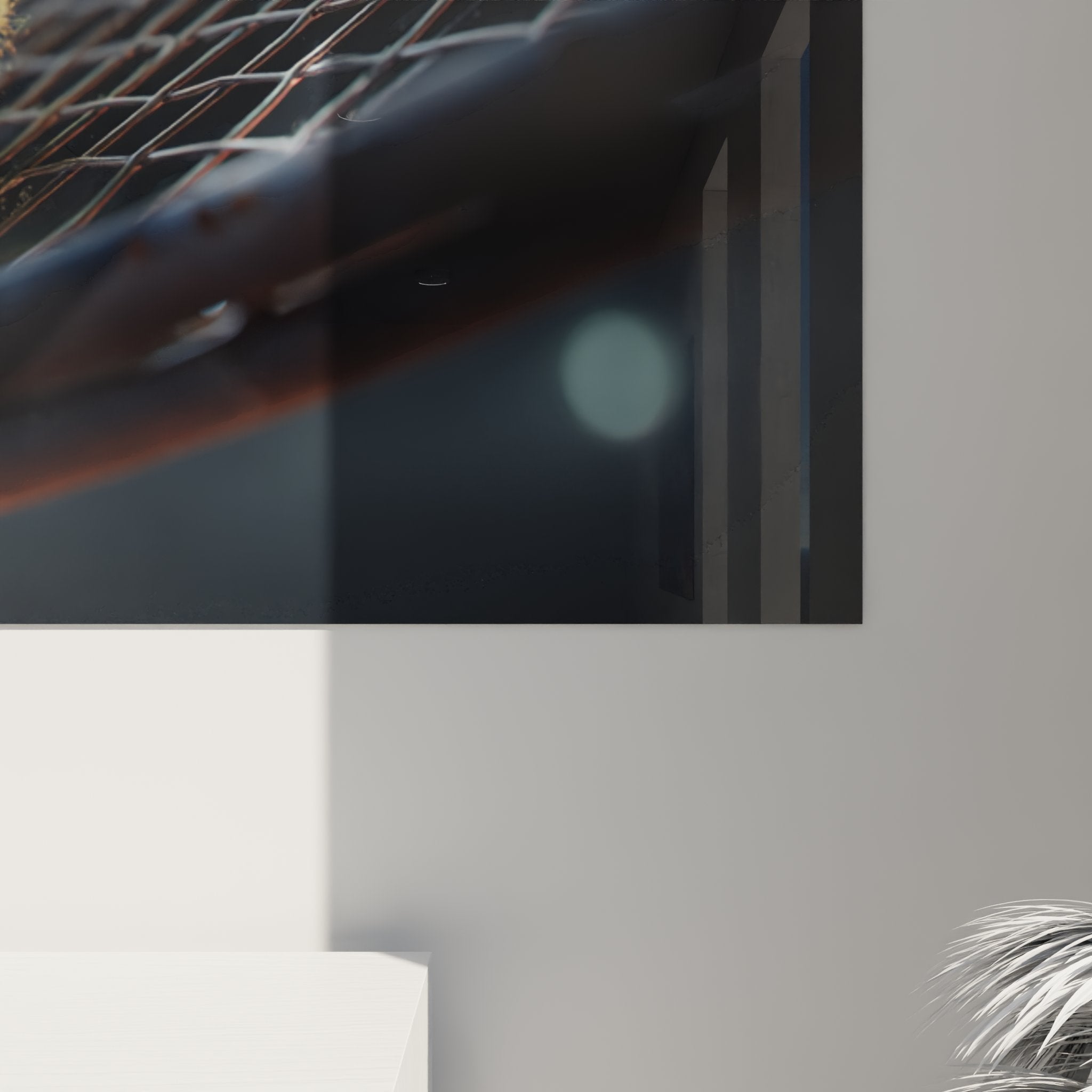 Vue ensemble tableau tennis mural decoration moderne impact balle raquette atmosphere court