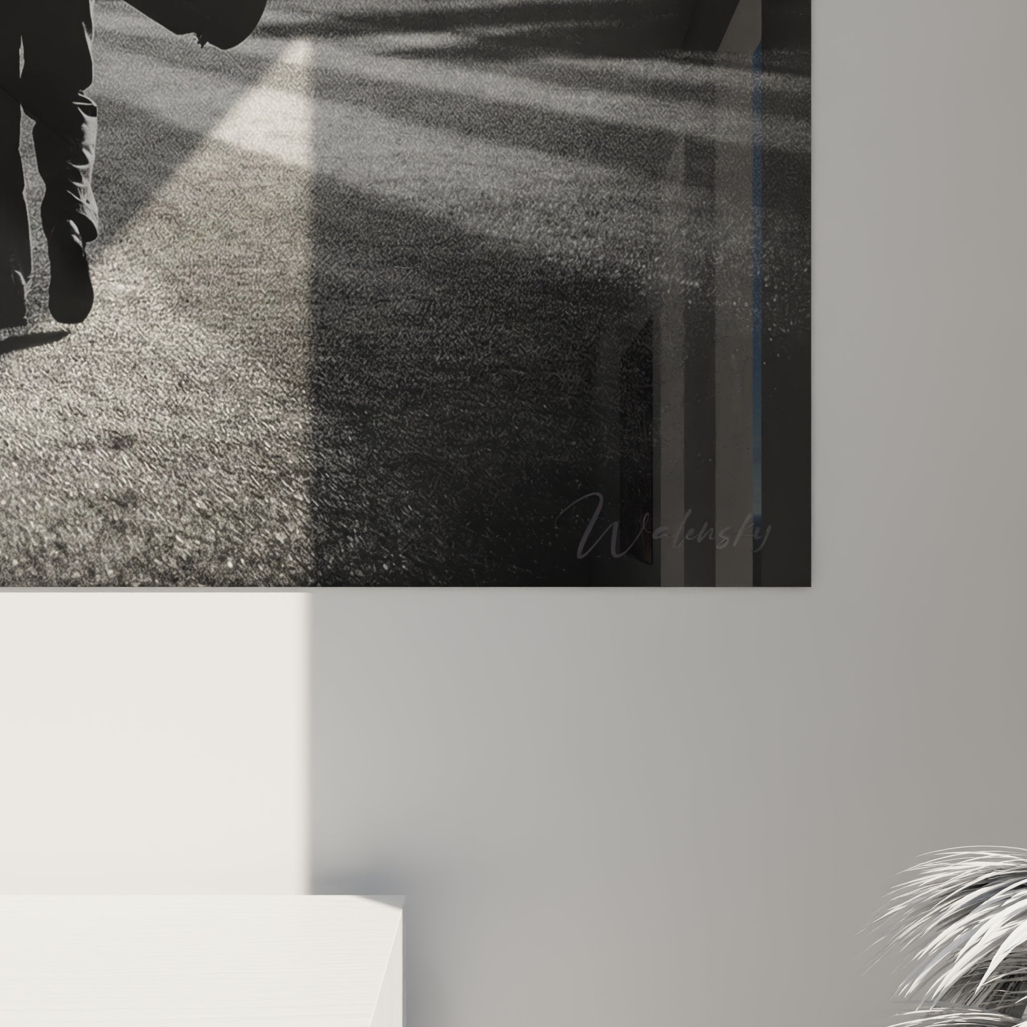 Vue ensemble tableau golf mural - scene contemplative golfeur solitaire sur terrain de golf style vintage