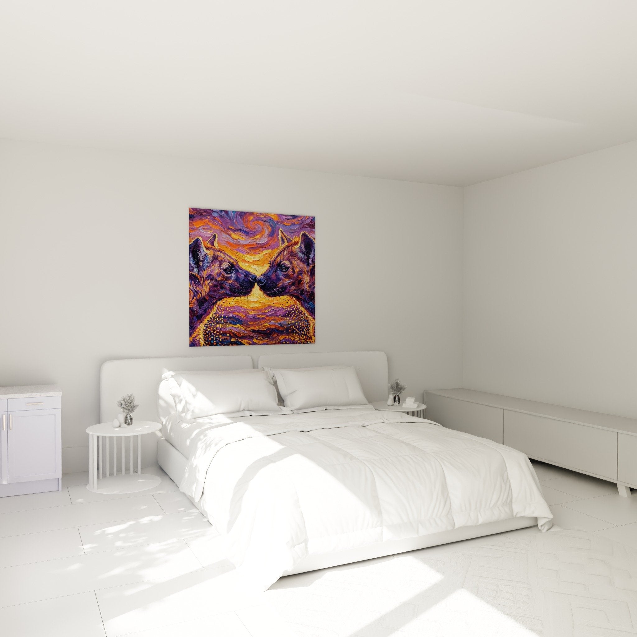 Sanfte Hyänen violett orange Wirbel zeitgenössisches Schlafzimmer künstlerische Dekoration