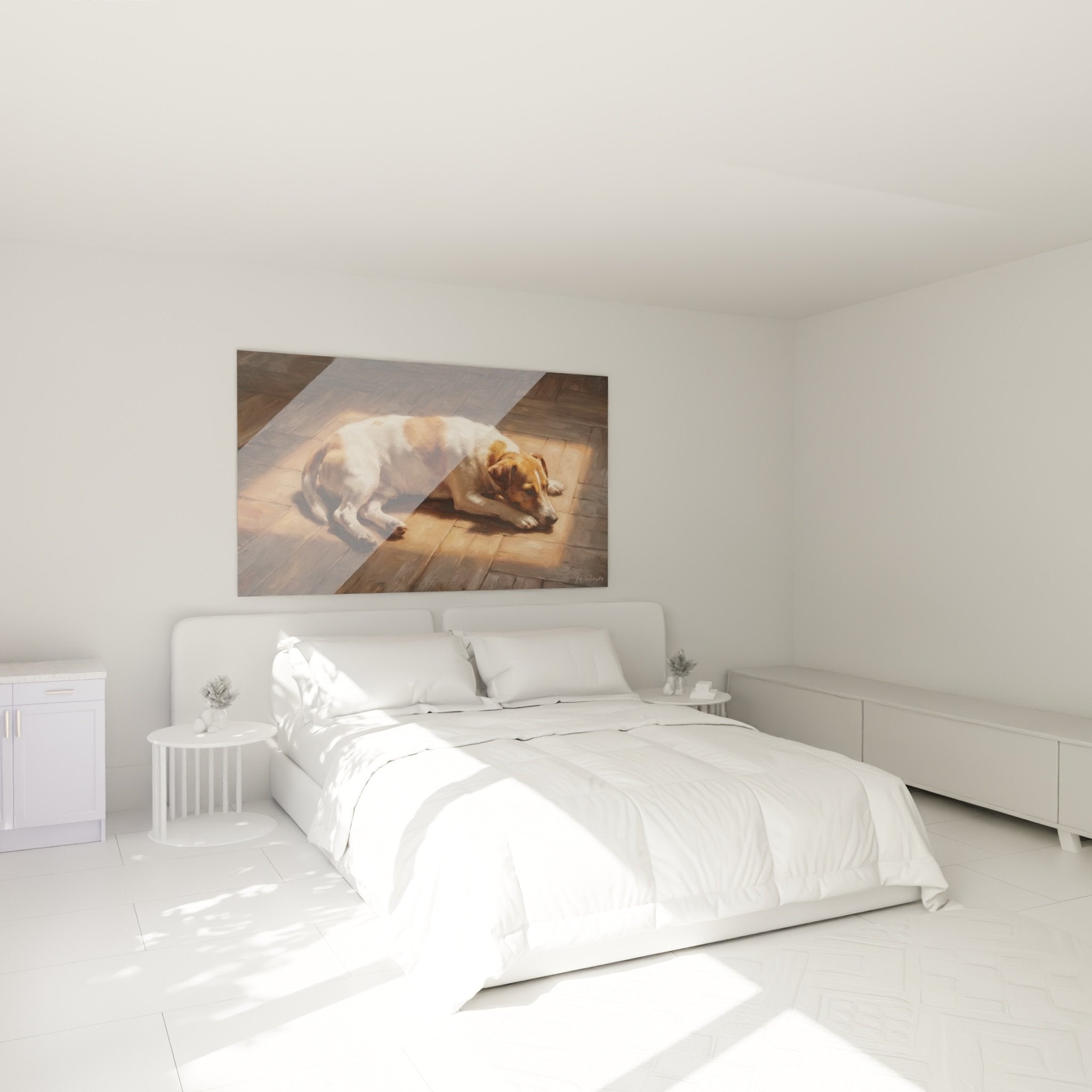 tableau chien jack russel terrier chambre decoration murale art canin ambiance chaleureuse repos paisible