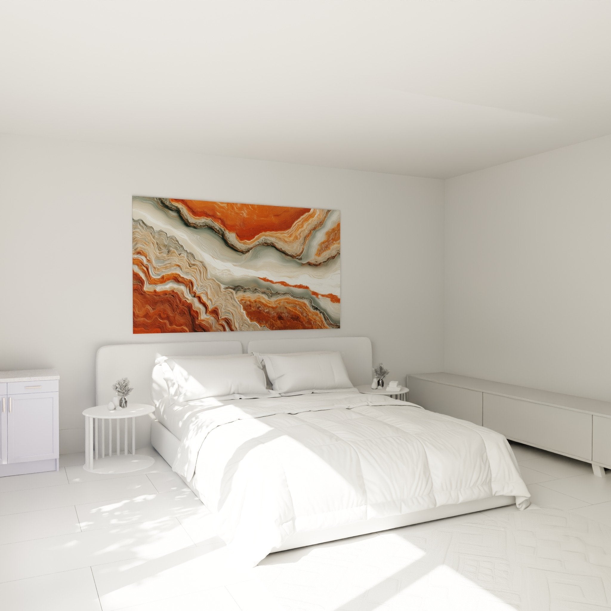 orange earth veining wall art bedroom decoration feng shui northeast warm ambiance