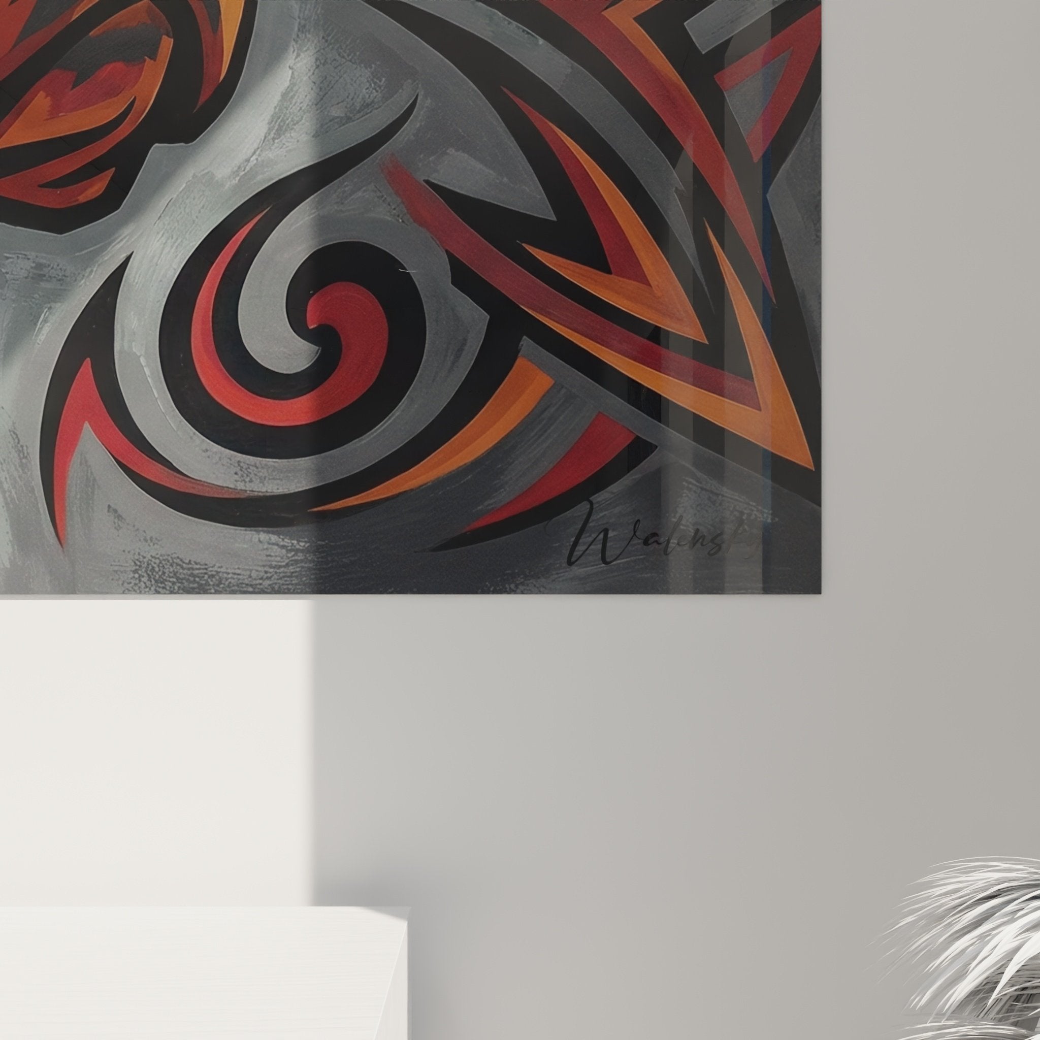 tableau mural rottweiler tribal art contemporain salon moderne decoration