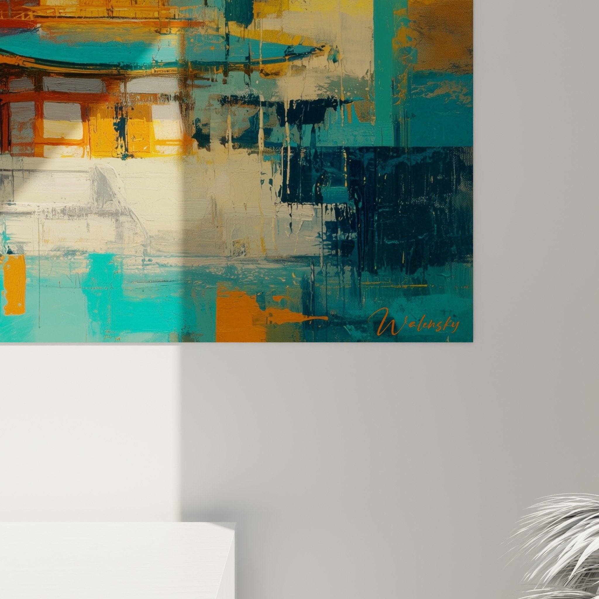 Vue ensemble pagode moderne turquoise orange decoration interieur contemporain