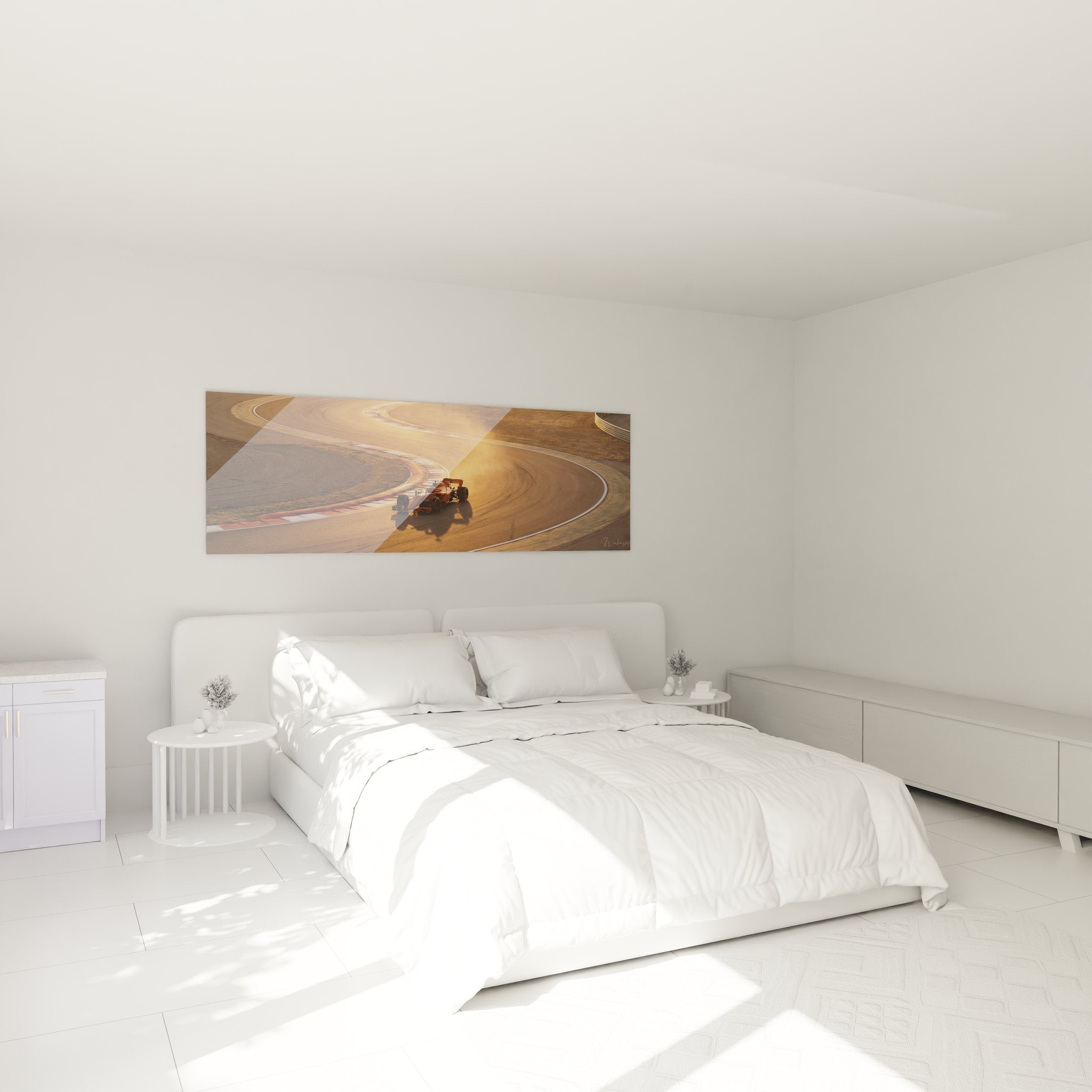Tableau Formule 1 coucher soleil chambre decoration murale monoplace circuit