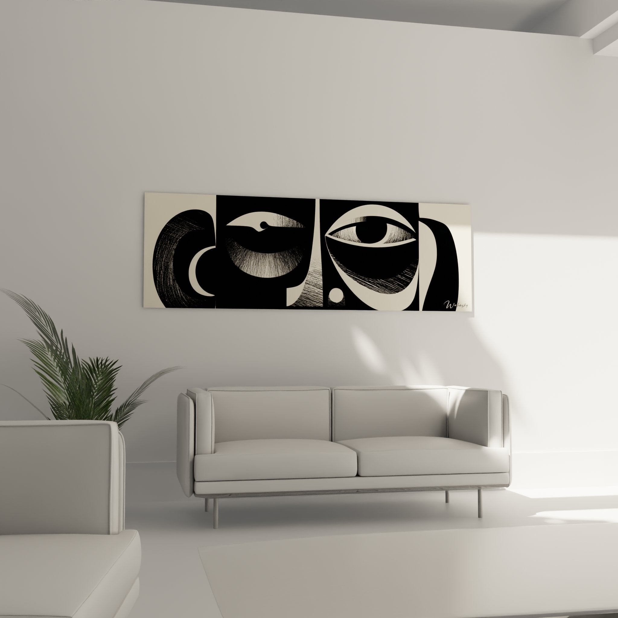 Dettaglio maschera africana astratta motivi geometrici bianco nero occhi spirituali arte tribale moderna