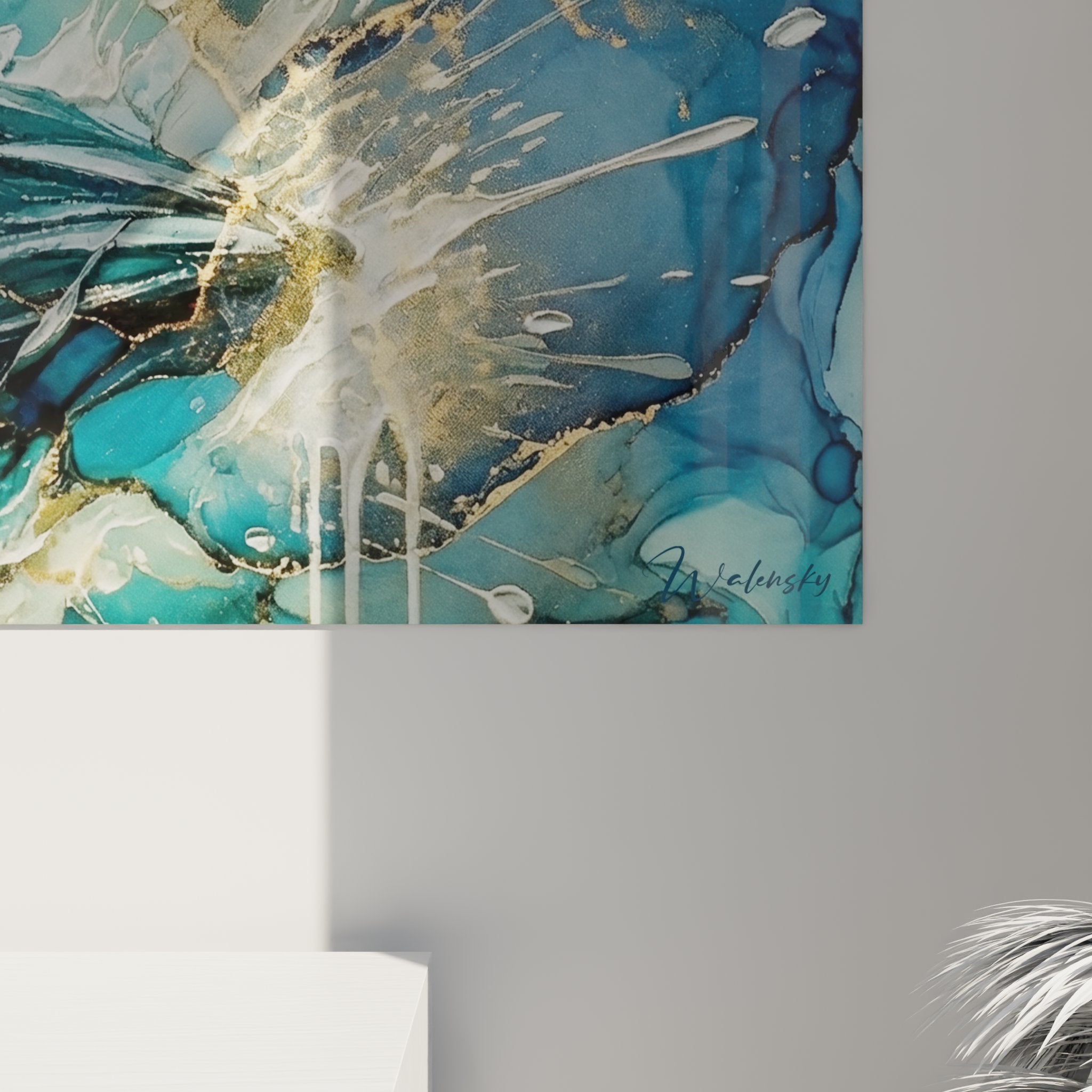 Vue d'ensemble tableau mural jetski, art contemporain sports aquatiques, décoration intérieure marine