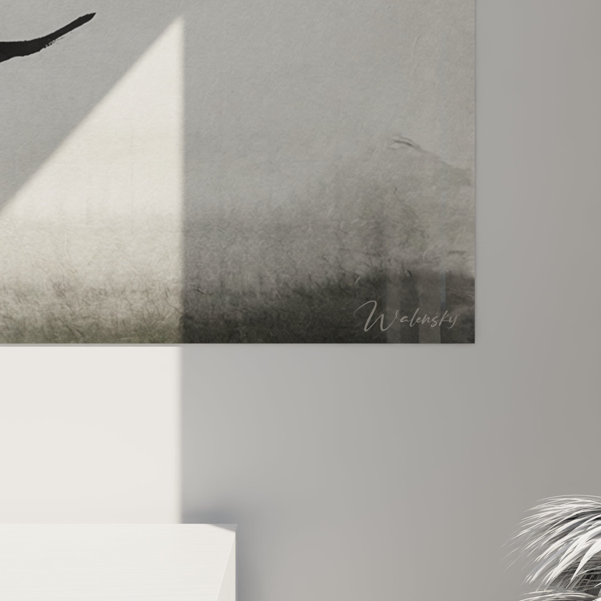 Vue d'ensemble tableau plongeur panoramique accroché au mur, effet décoratif élégant