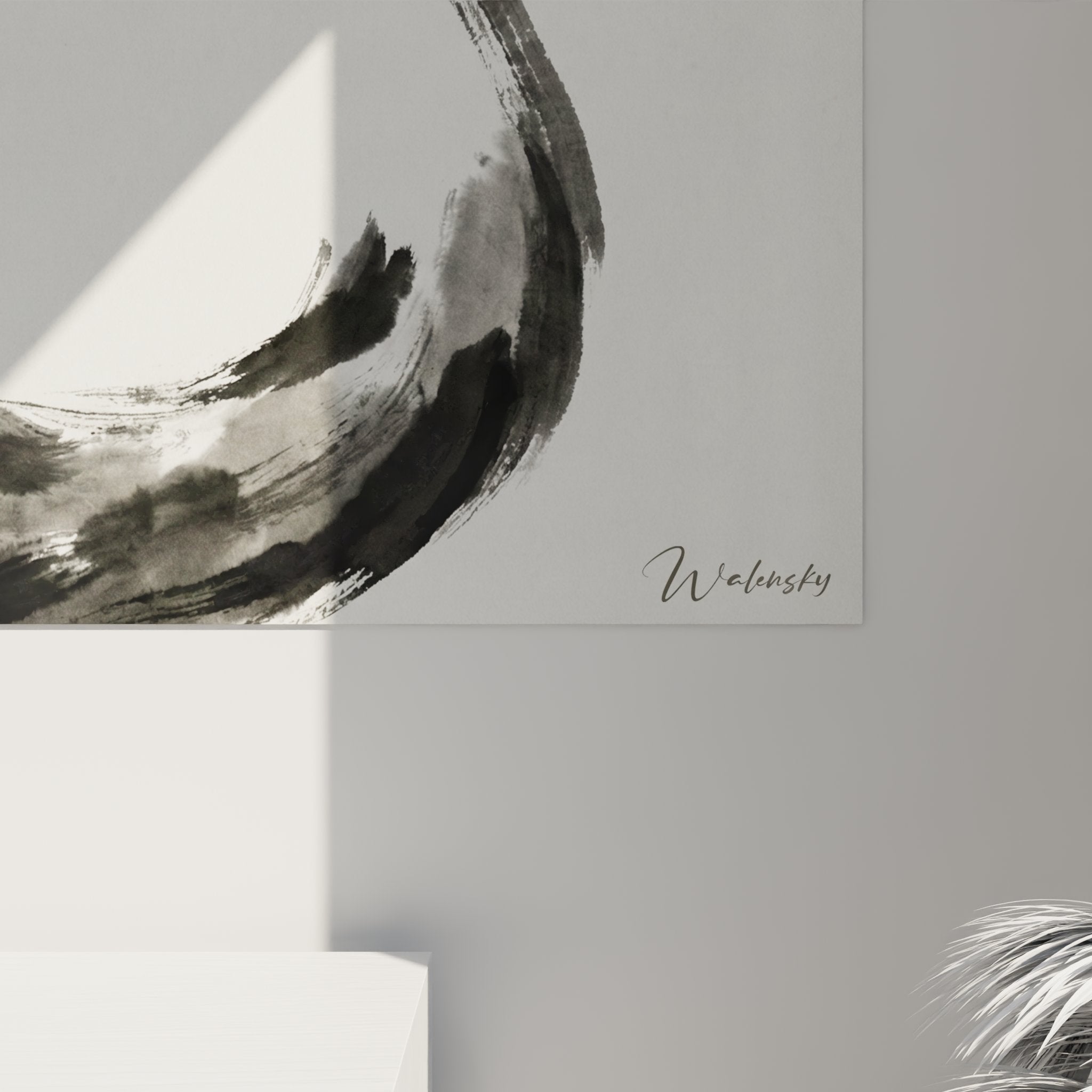 Vista d'insieme quadro gatto Ragdoll acquerello formato panoramico decorazione interni moderni