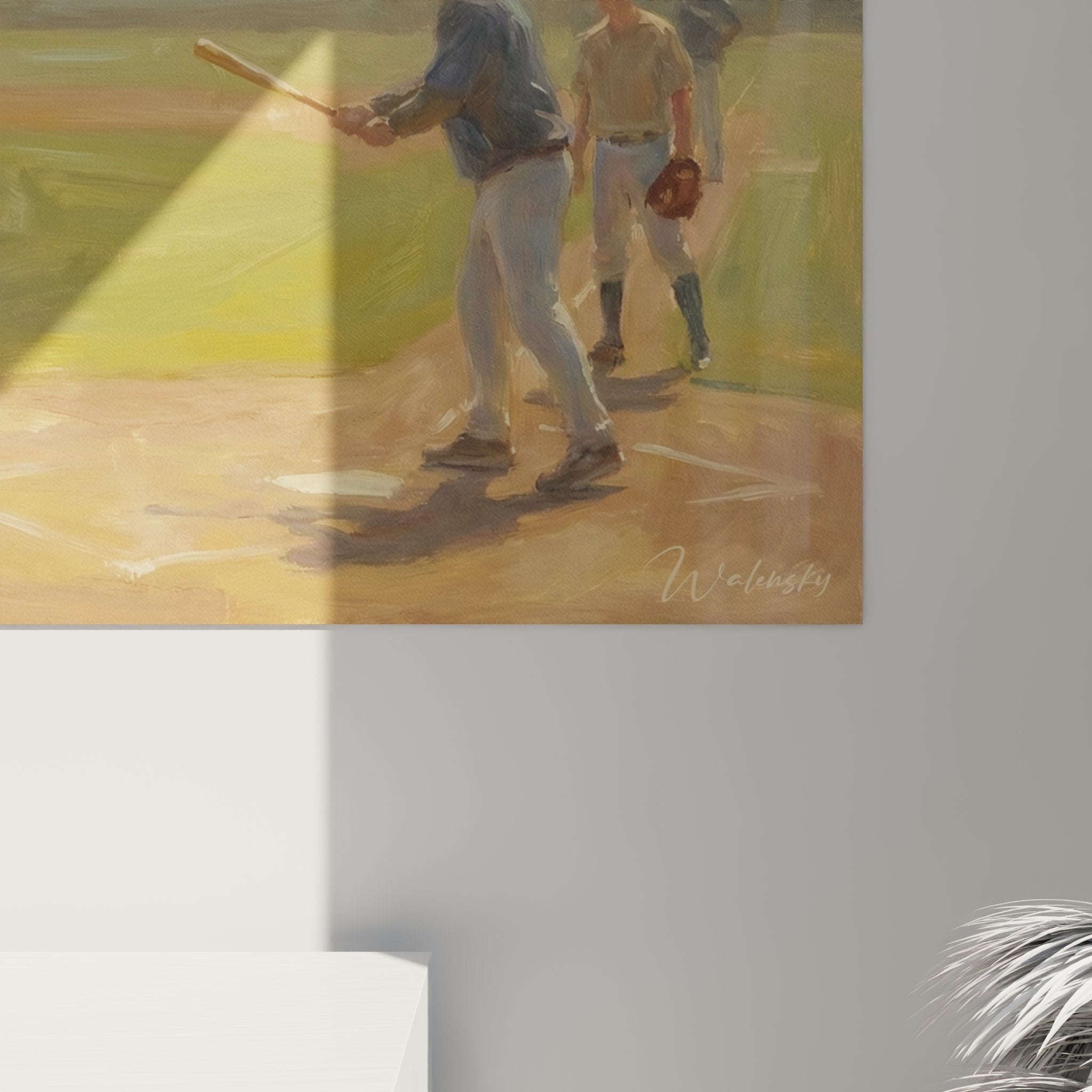 Vue d'ensemble tableau panoramique baseball, art mural sport américain pour décoration intérieur
