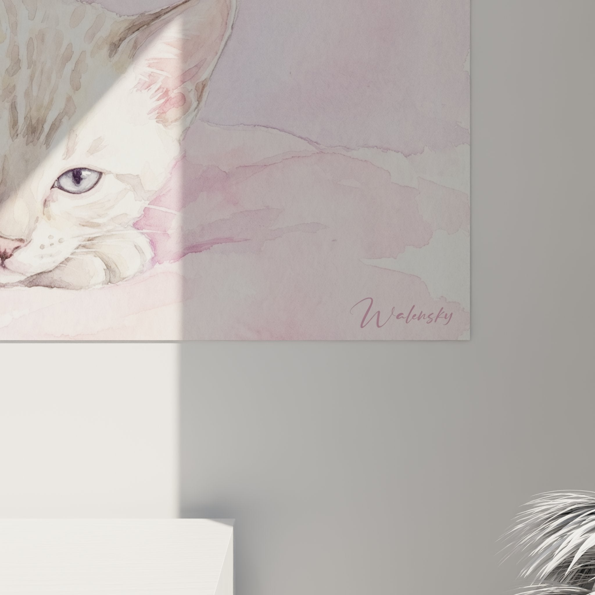 Vue ensemble tableau Bengal rose pastel decoration murale moderne art animalier contemporain