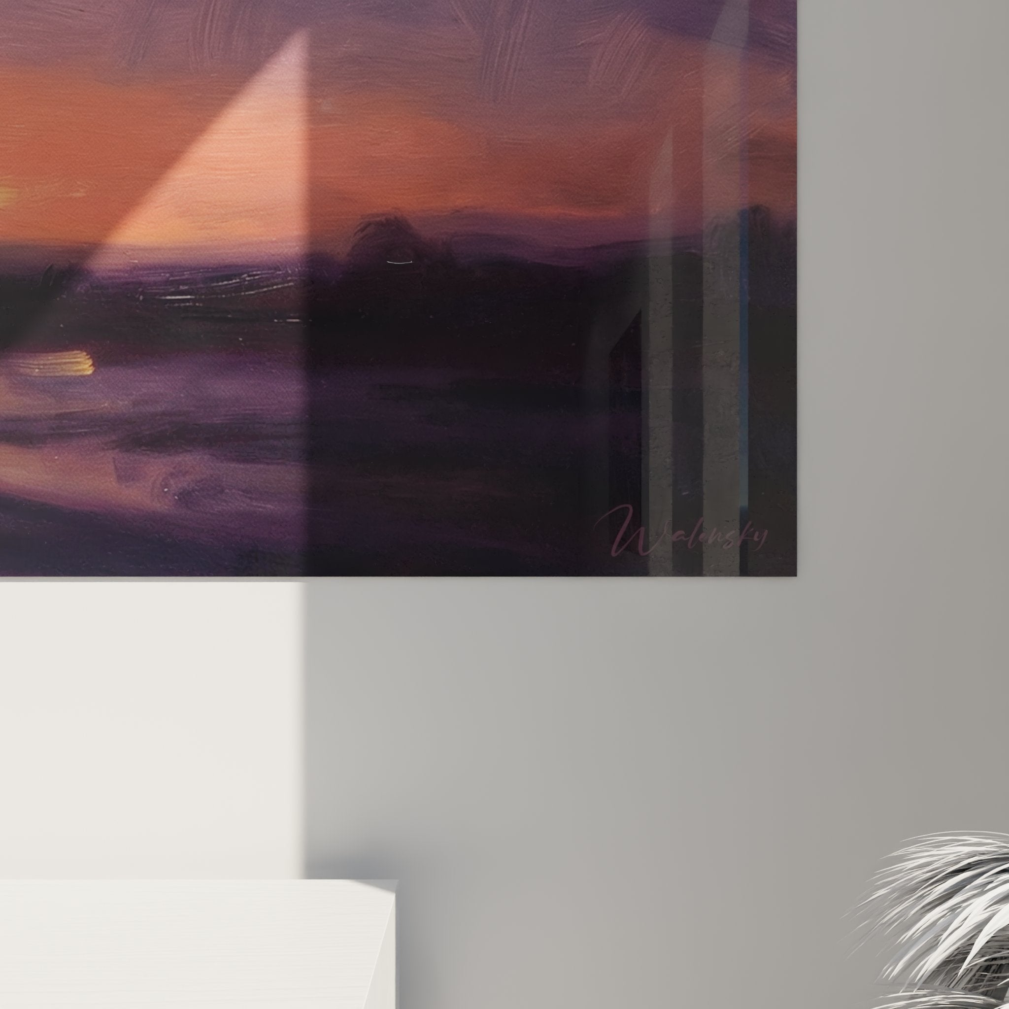 Gesamtansicht Wandgemälde Springseil Wohnzimmer moderne Dekoration zeitgenössische Kunst Querformat