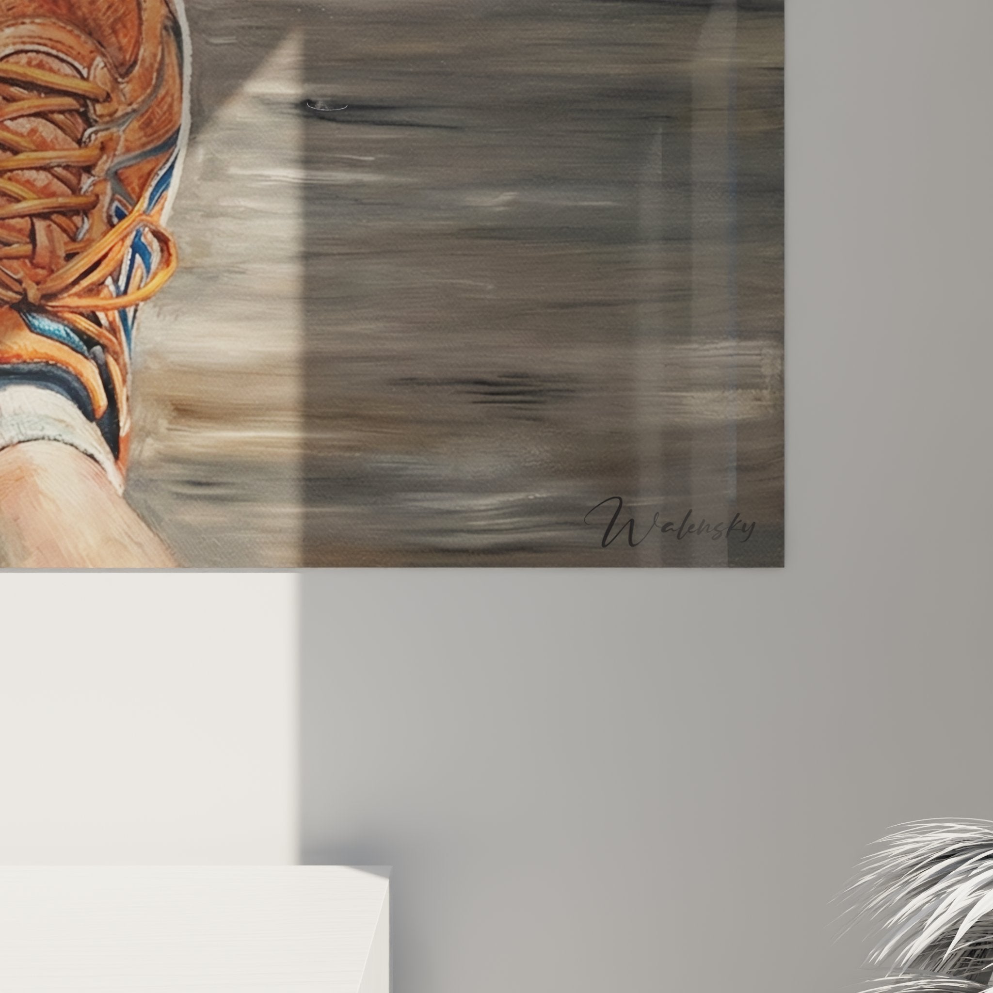 Overview running shoes sport artwork in contemporary interior sporty wall decoration