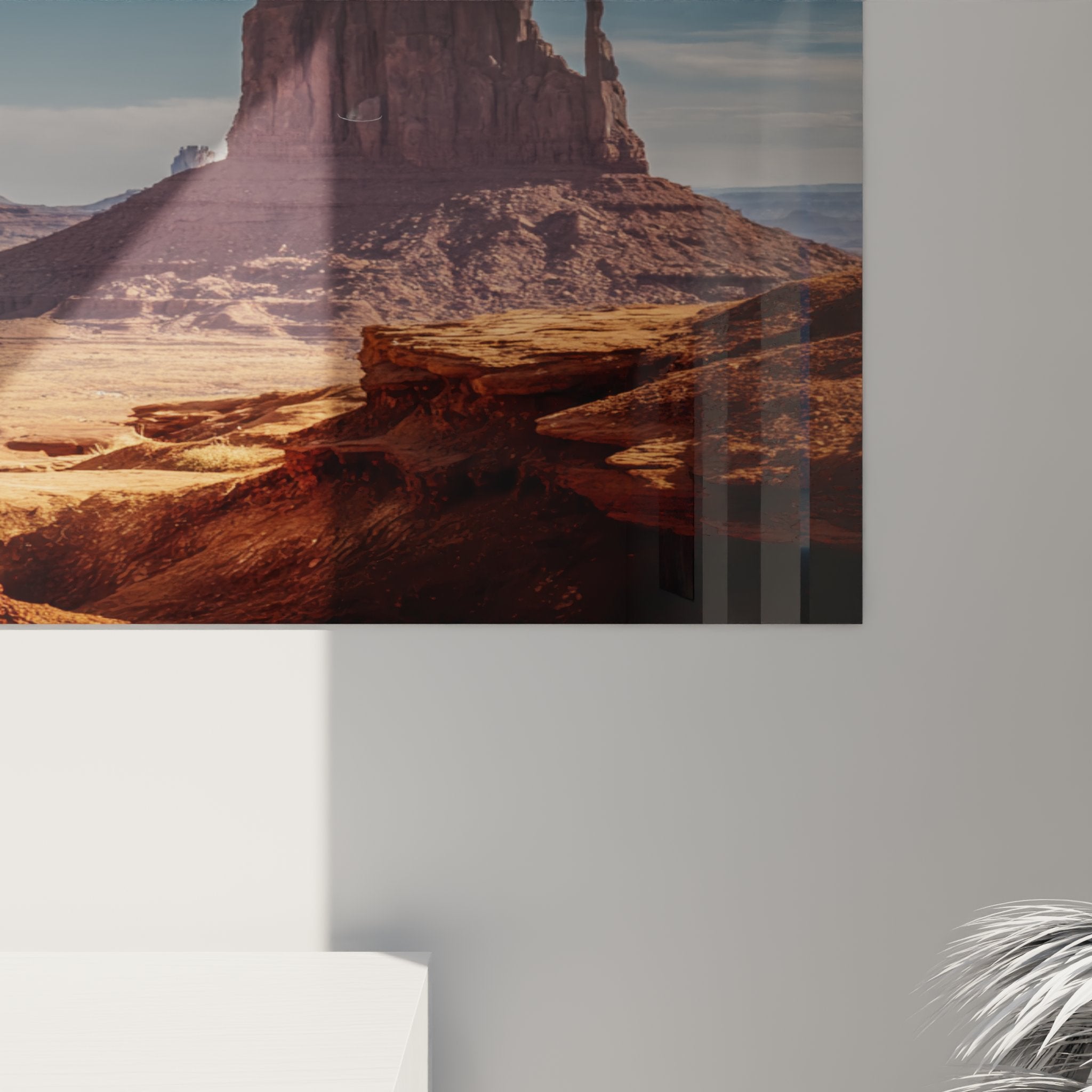 Vue d'ensemble tableau panoramique VTT Monument Valley avec mesas et buttes du désert américain