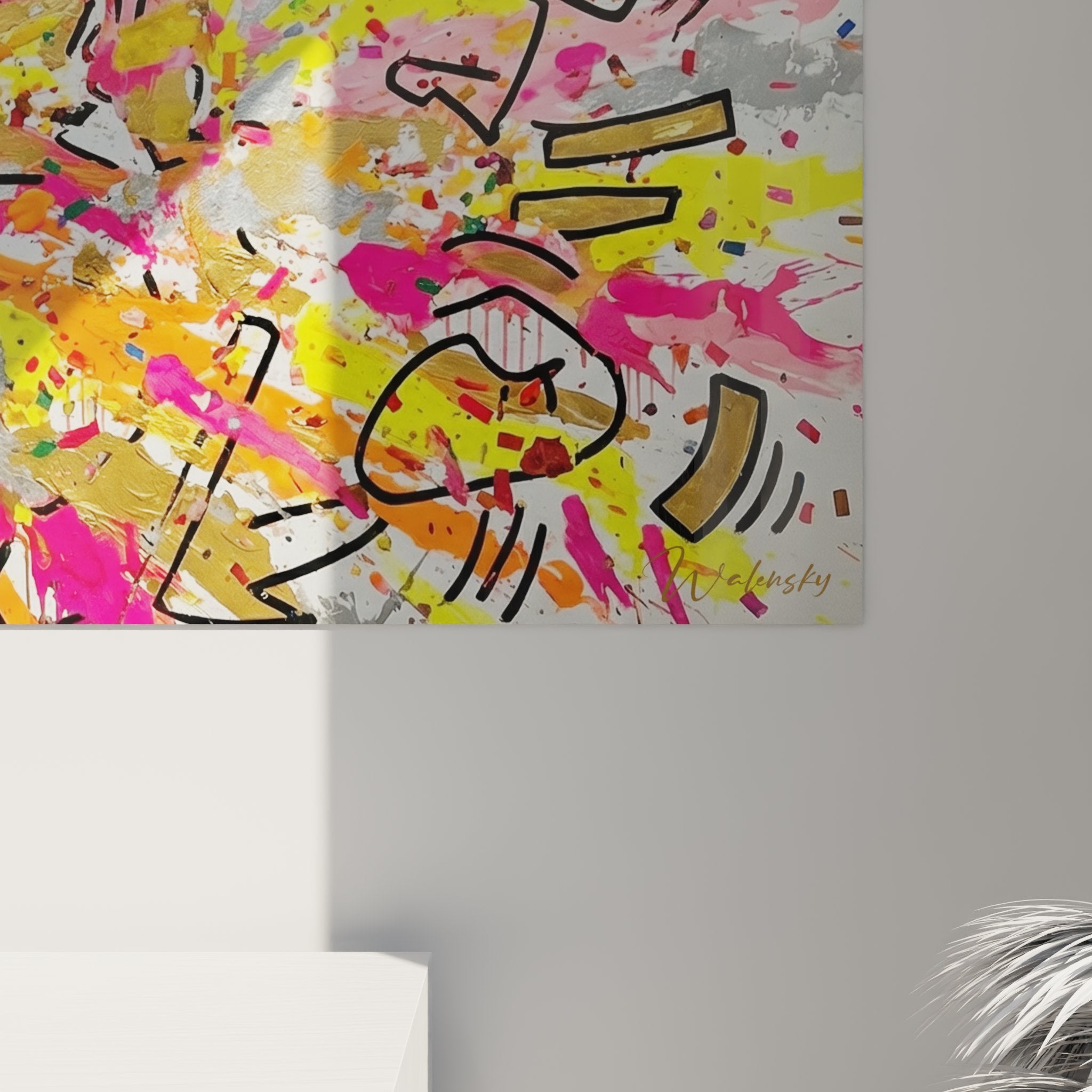 Full view runner wall art explosion of colors modern interior decoration sport