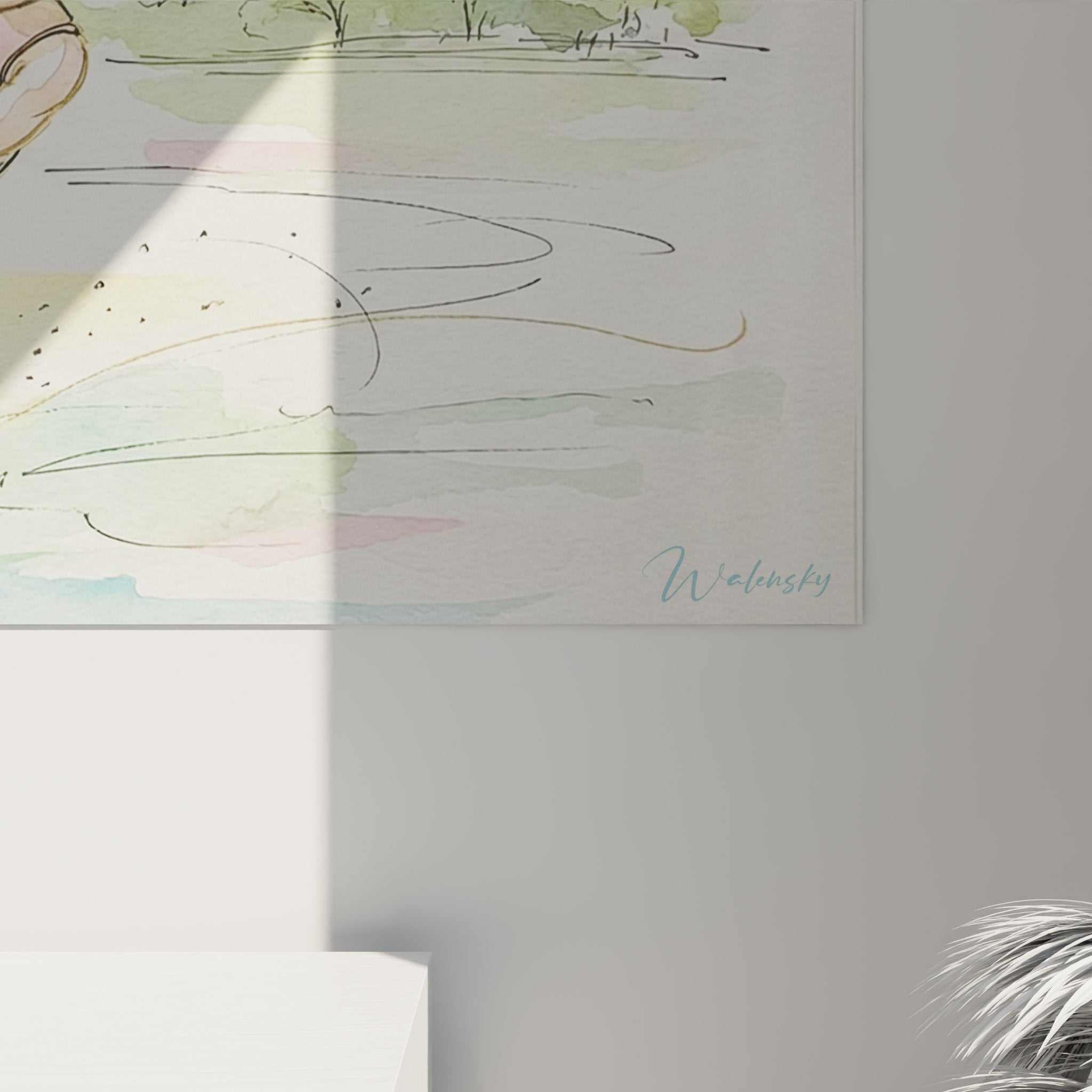 Überblick Wakeboarding-Kunstdruck an der Wand montiert mit Inneneinrichtungs-Dekorationsszenerie