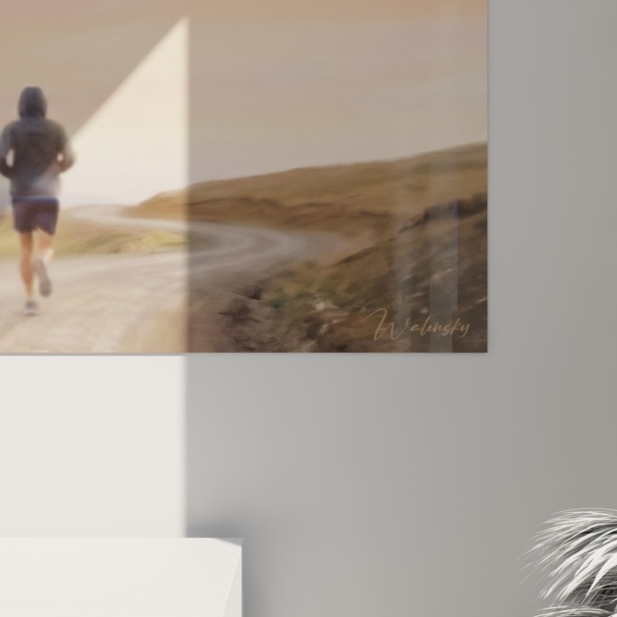 Vista d'insieme quadro panoramico corridore trail montagna decorazione murale sport natura