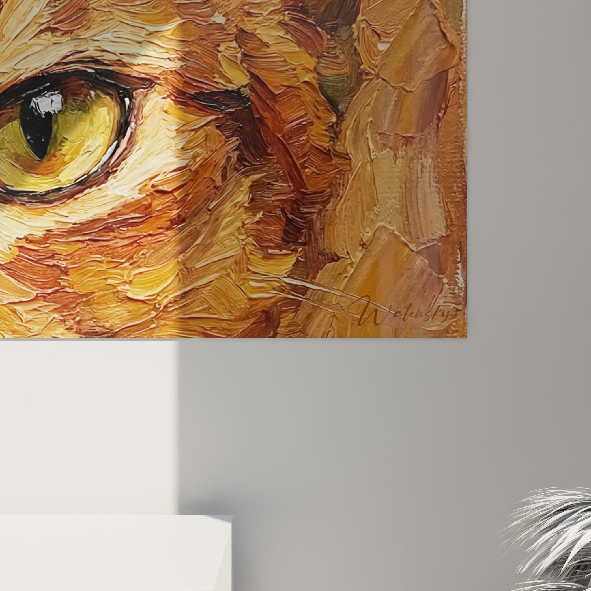 Vue d'ensemble tableau mural chat Abyssin format panoramique, art décoratif félin moderne