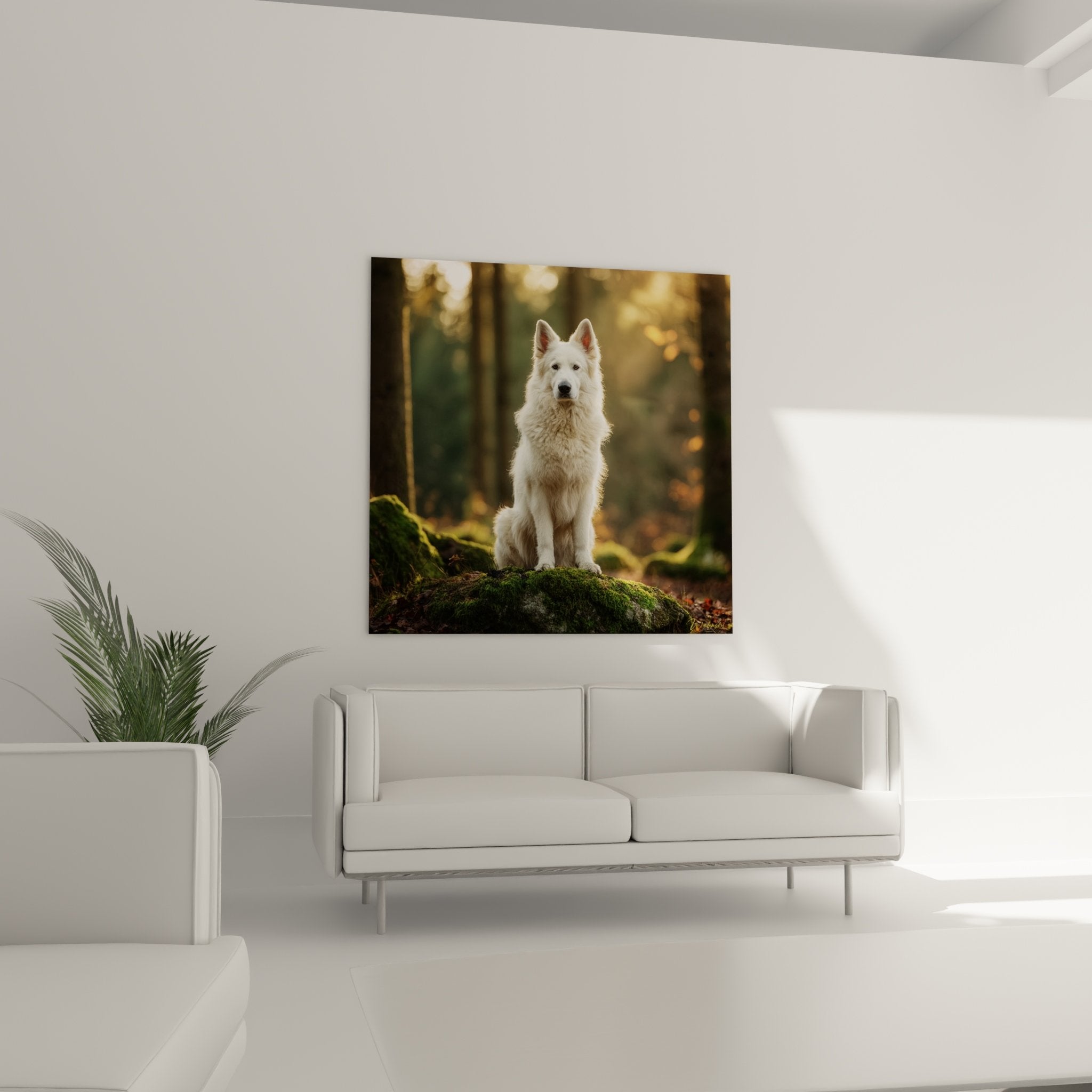 Detail pelage blanc immacule berger suisse regard bienveillant yeux expressifs portrait