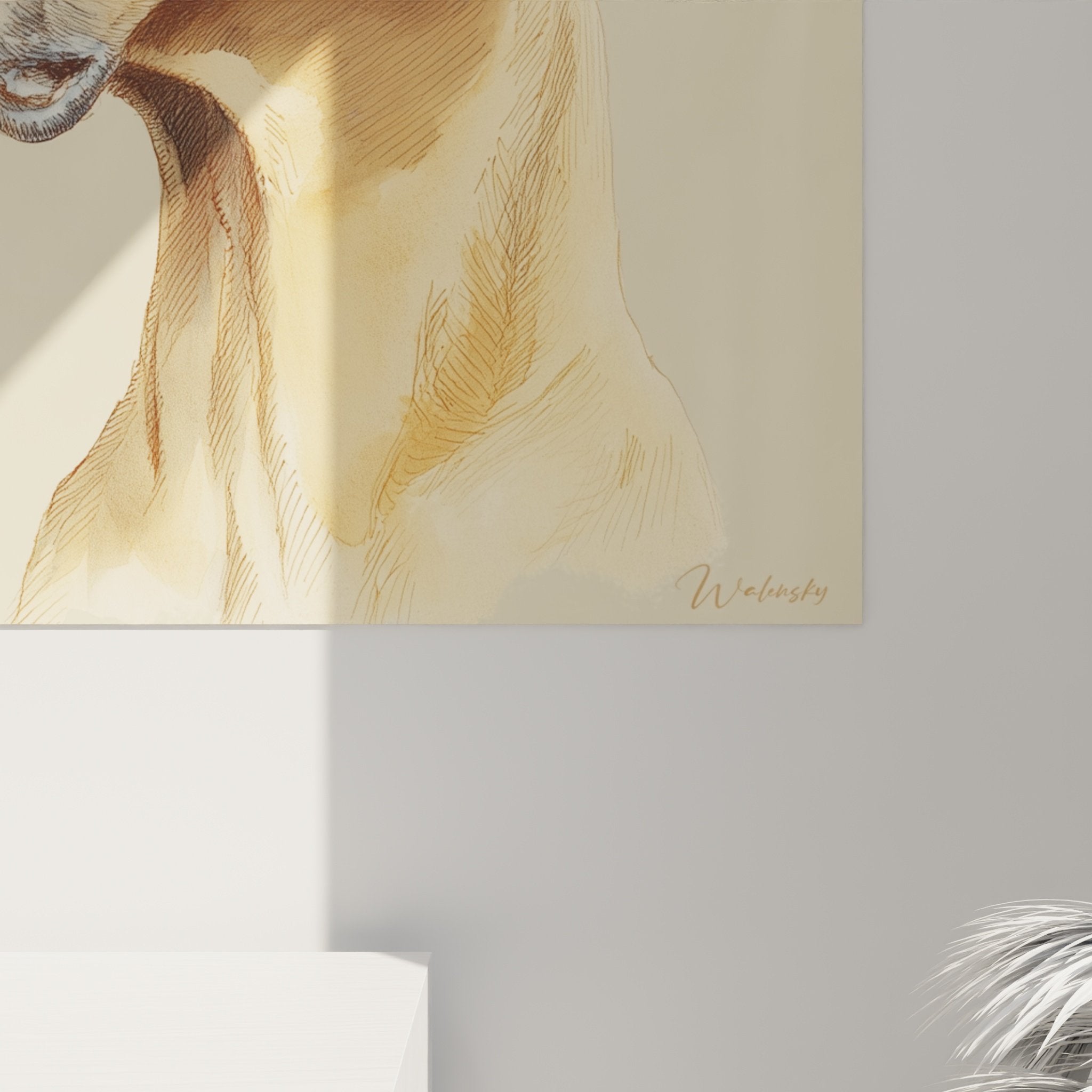 Vue d'ensemble portrait canin élégant Dogue Allemand béret dans intérieur contemporain