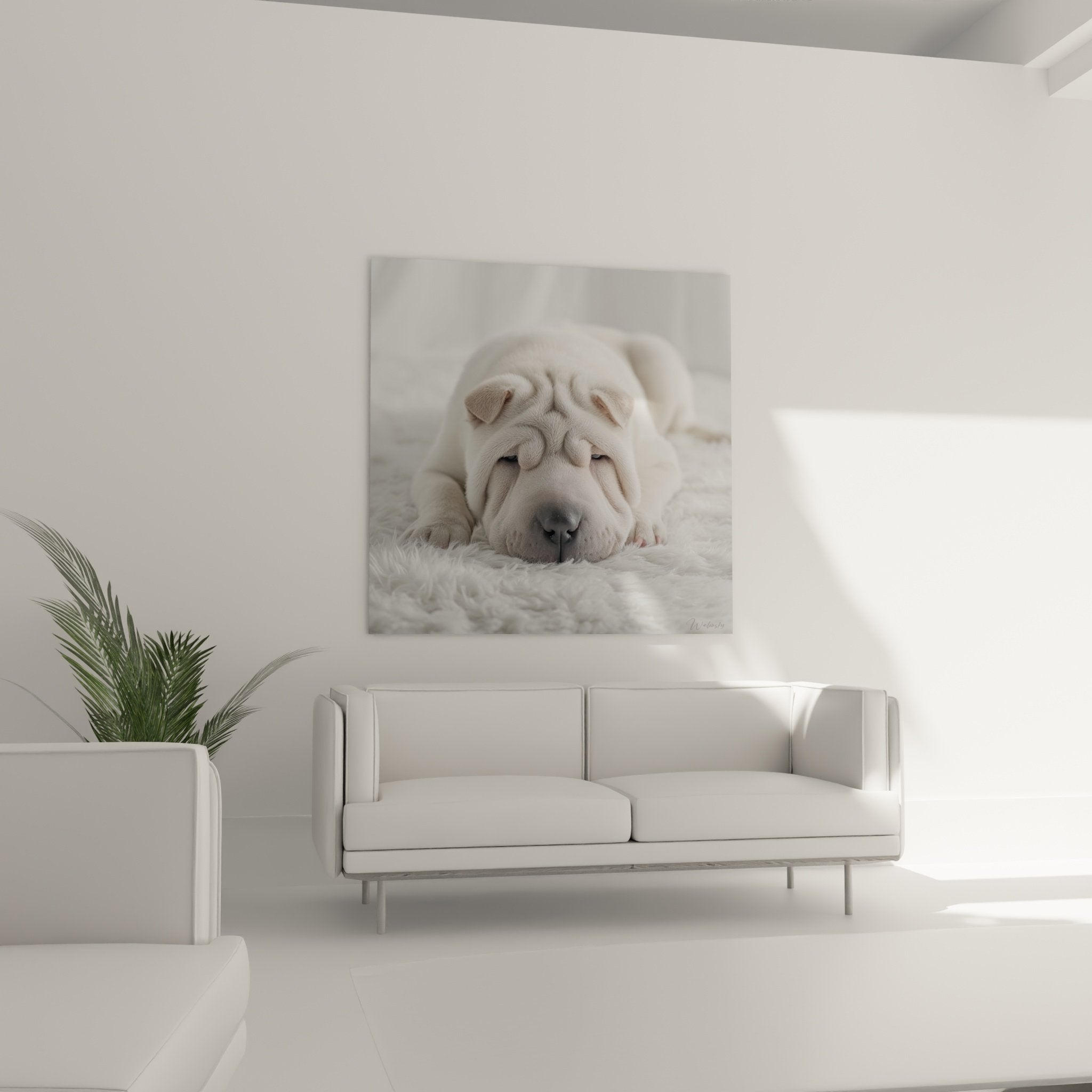 Großaufnahme süßer Shar-Pei-Welpe mit natürlichen Falten, cremefarbenes Fell, weiches Textur, ergreifendes Porträt