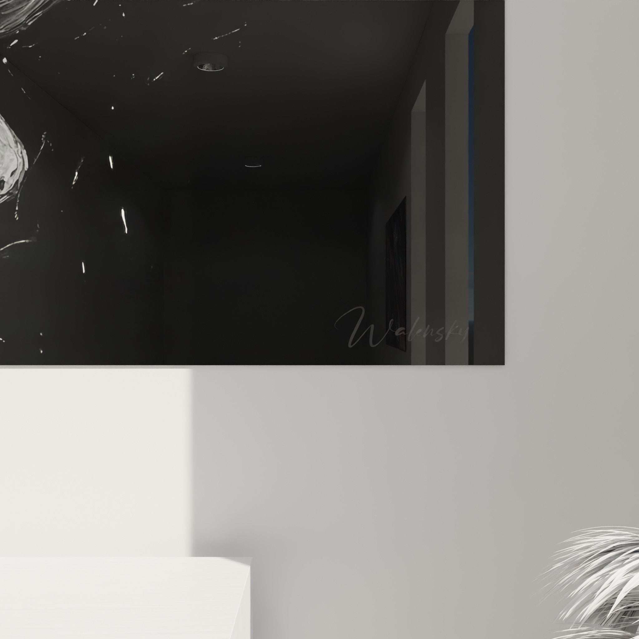 Vue ensemble salon moderne tableau braque de weimar mur decoration contemporaine art canin expressionniste