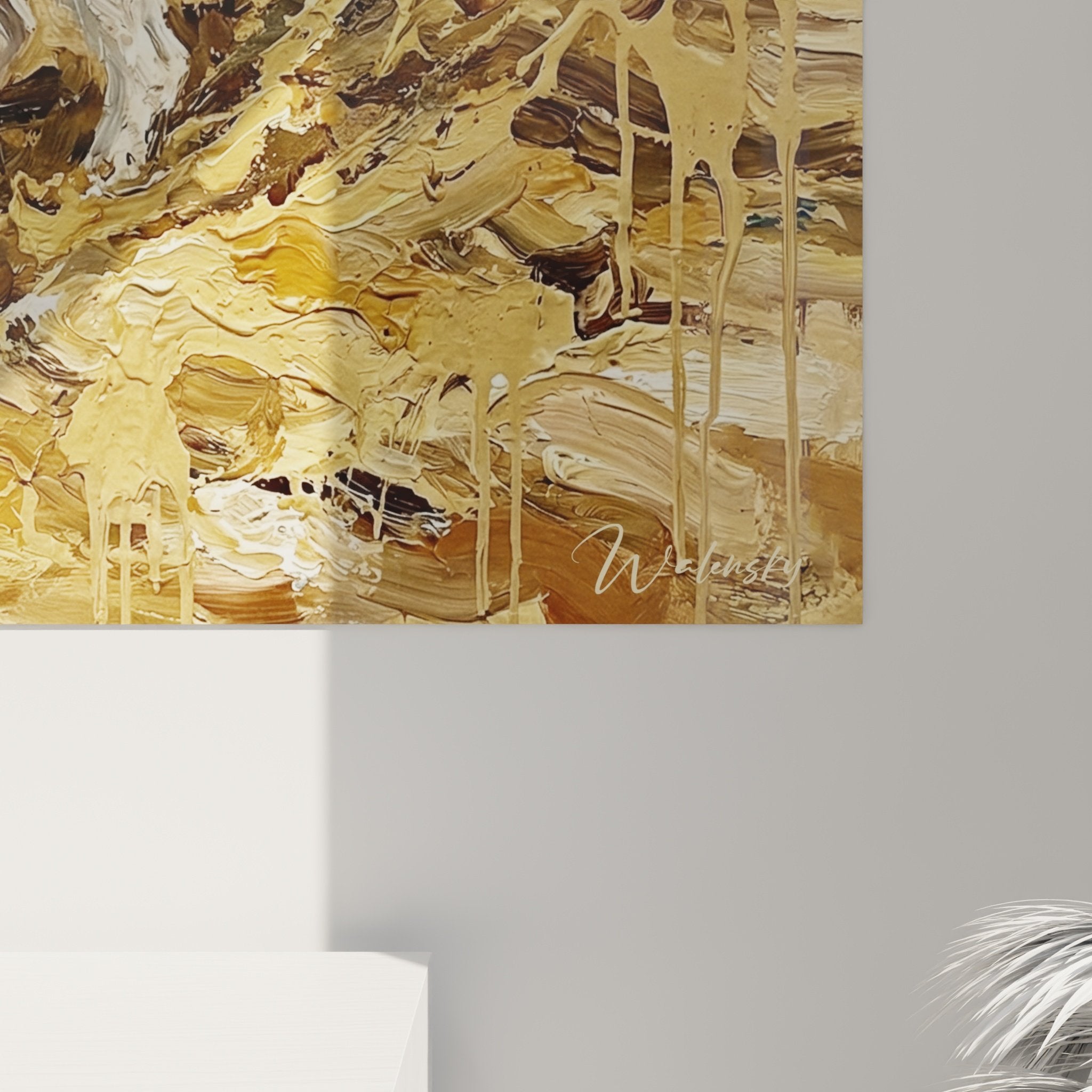 Vue intérieur moderne tableau fox terrier mur salon décoration art animalier scène plage océan