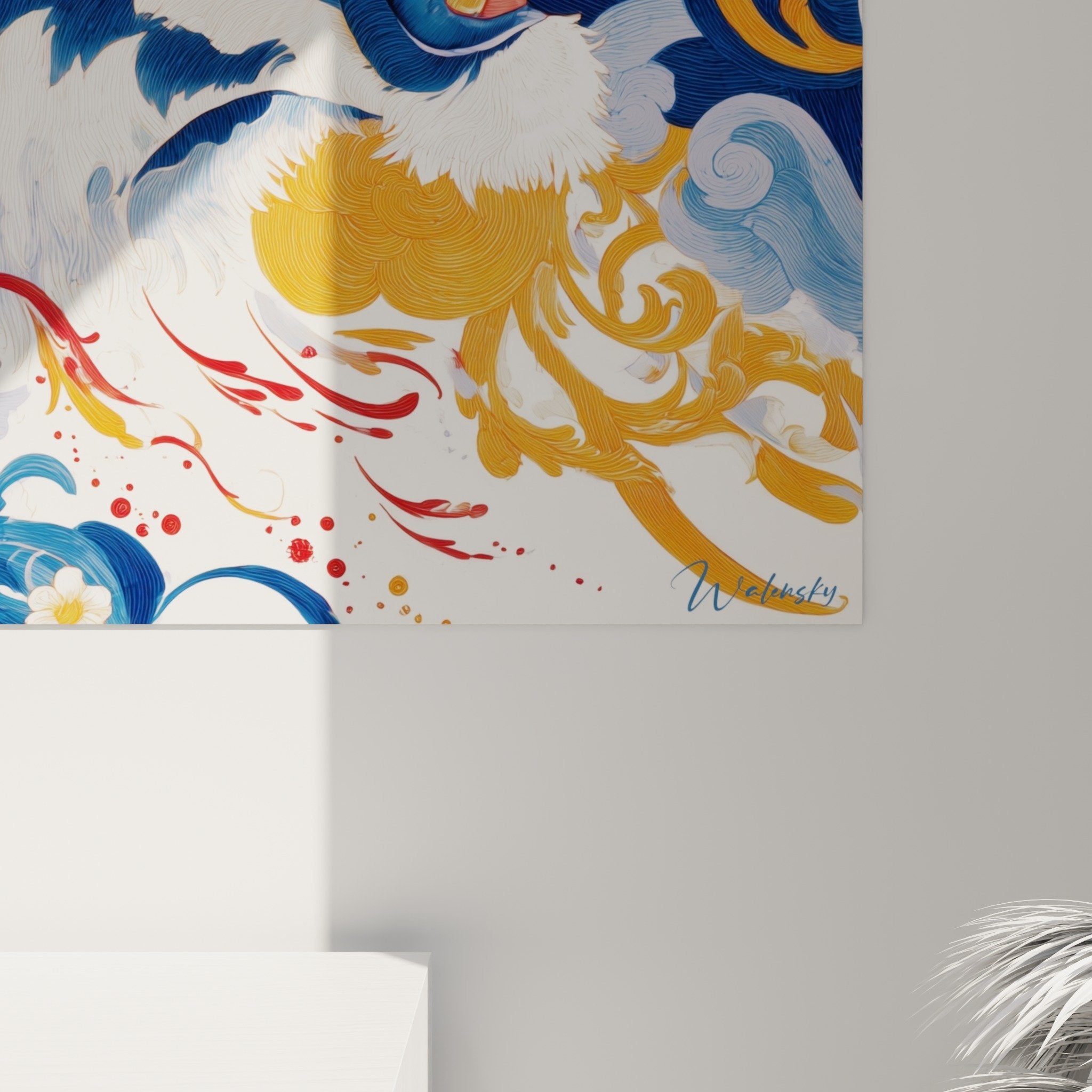 Colorful tiger wall art modern living room contemporary mural decoration