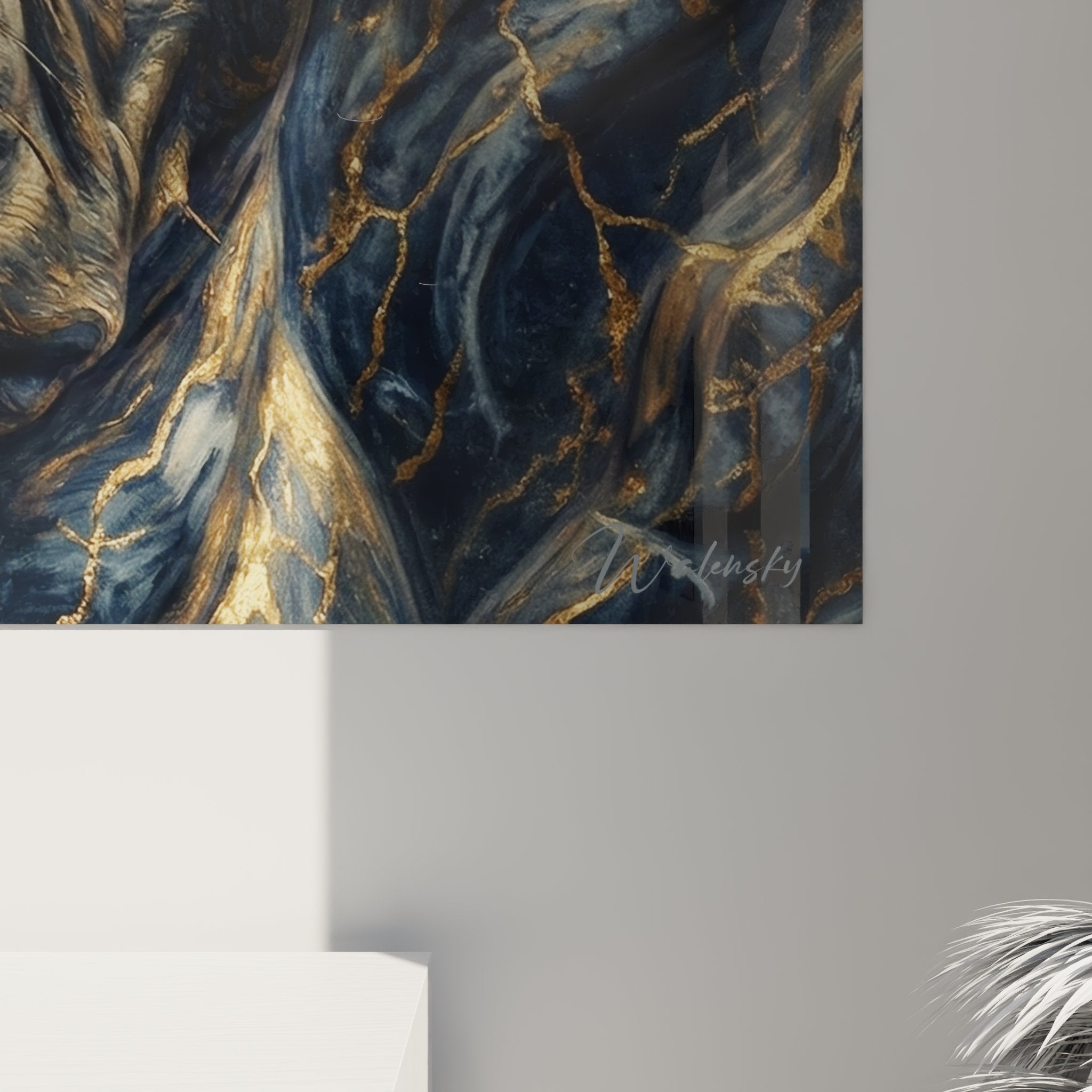 modernes Wohnzimmer mit französischer Bulldogge Wandbild elegante Inneneinrichtung Wanddekoration