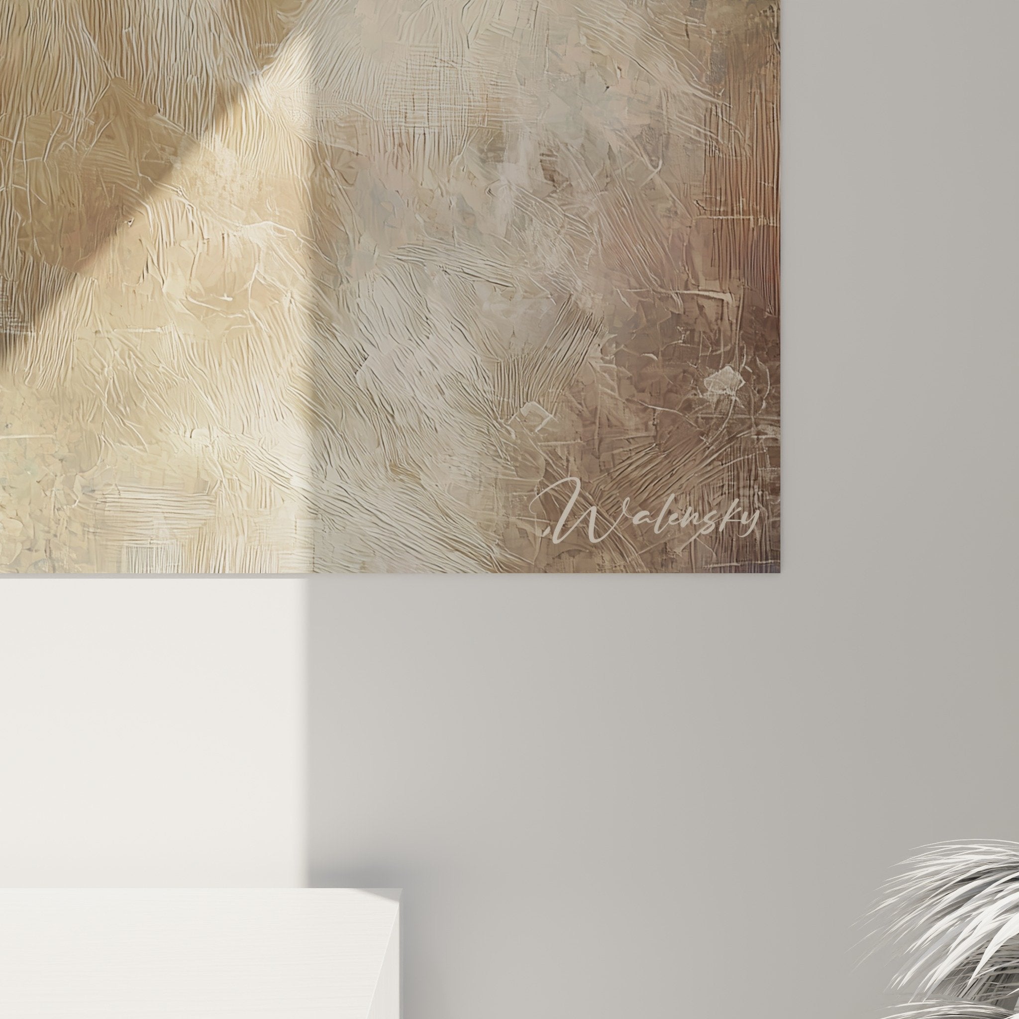 Panoramica quadro murale Spitz Giapponese ritratto beige in soggiorno moderno decorazione calda