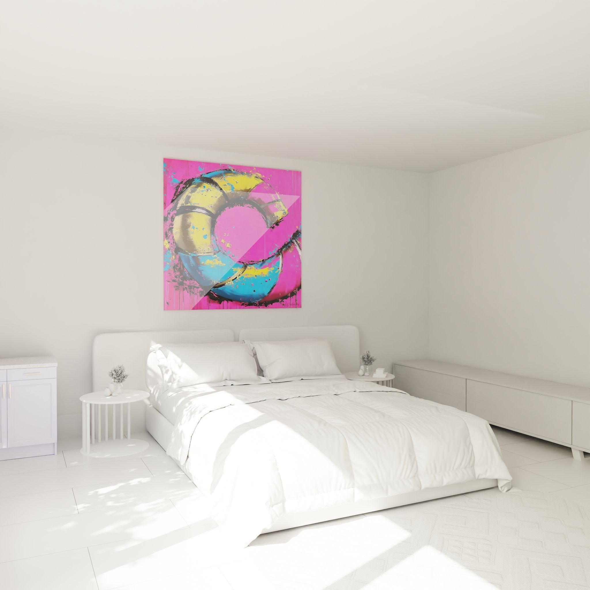 Tableau spirale colorée dans chambre moderne décoration murale art abstrait contemporain