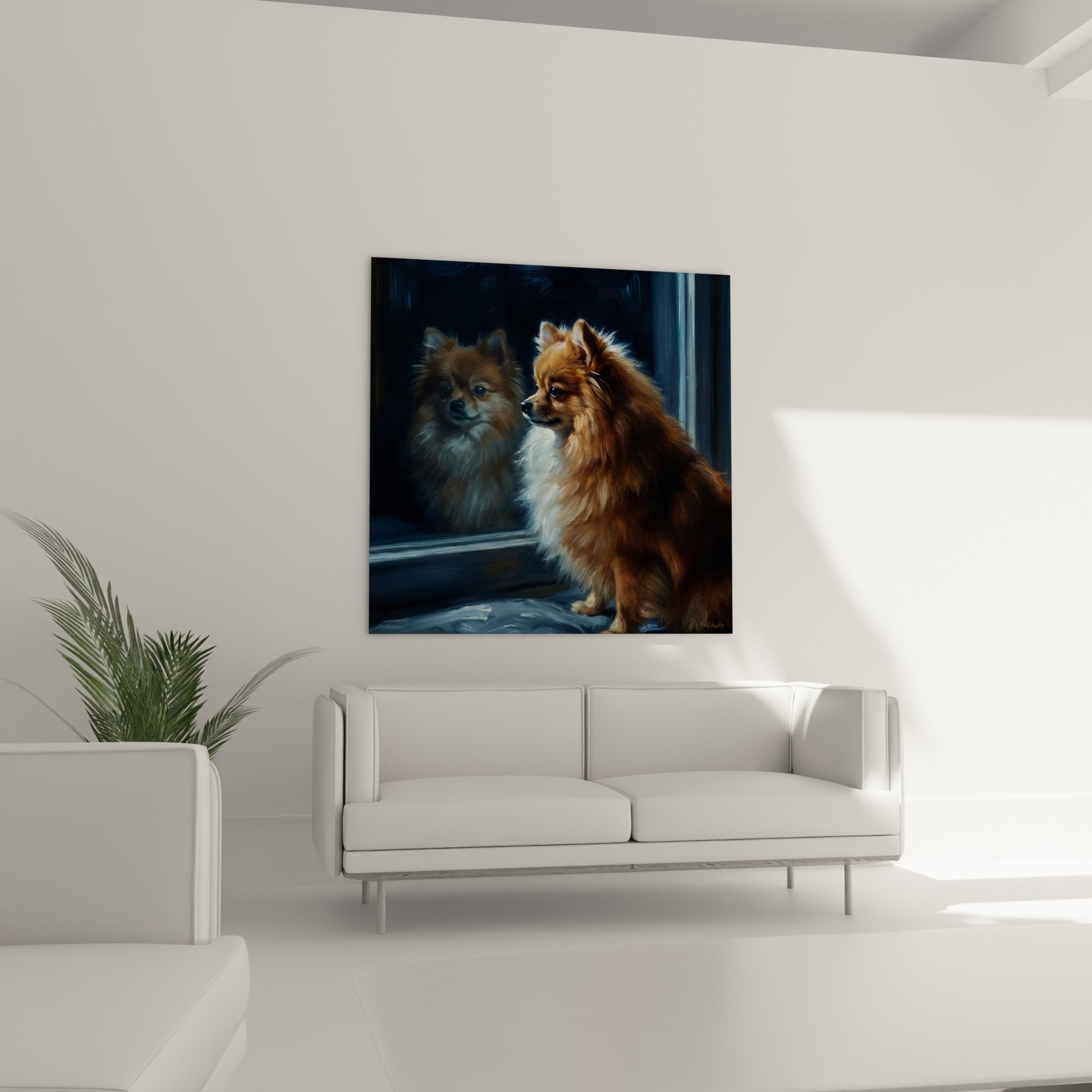 Gros plan pelage roux Spitz Pomeranien details artistiques tons cuivres et dores