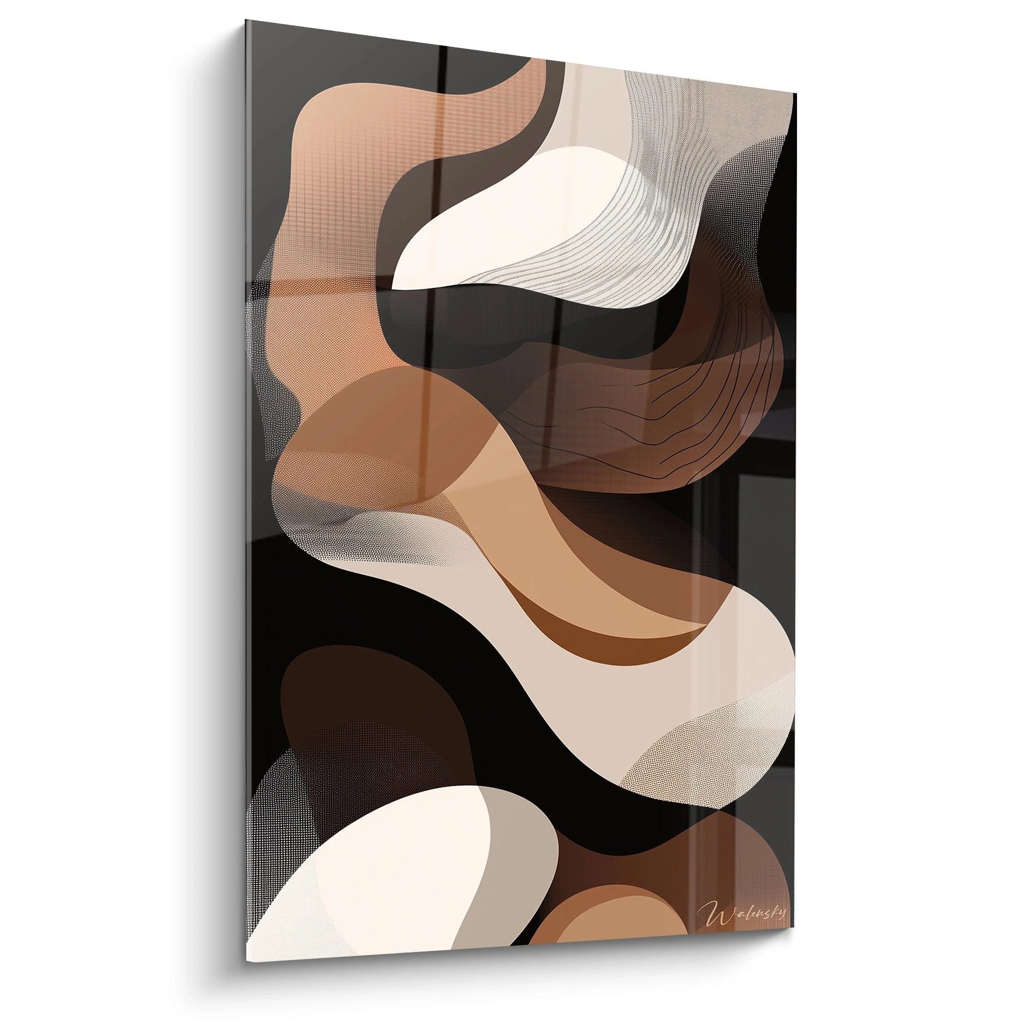 Tableau africain mural abstrait Walensky aux formes organiques et couleurs terre pour décoration intérieure