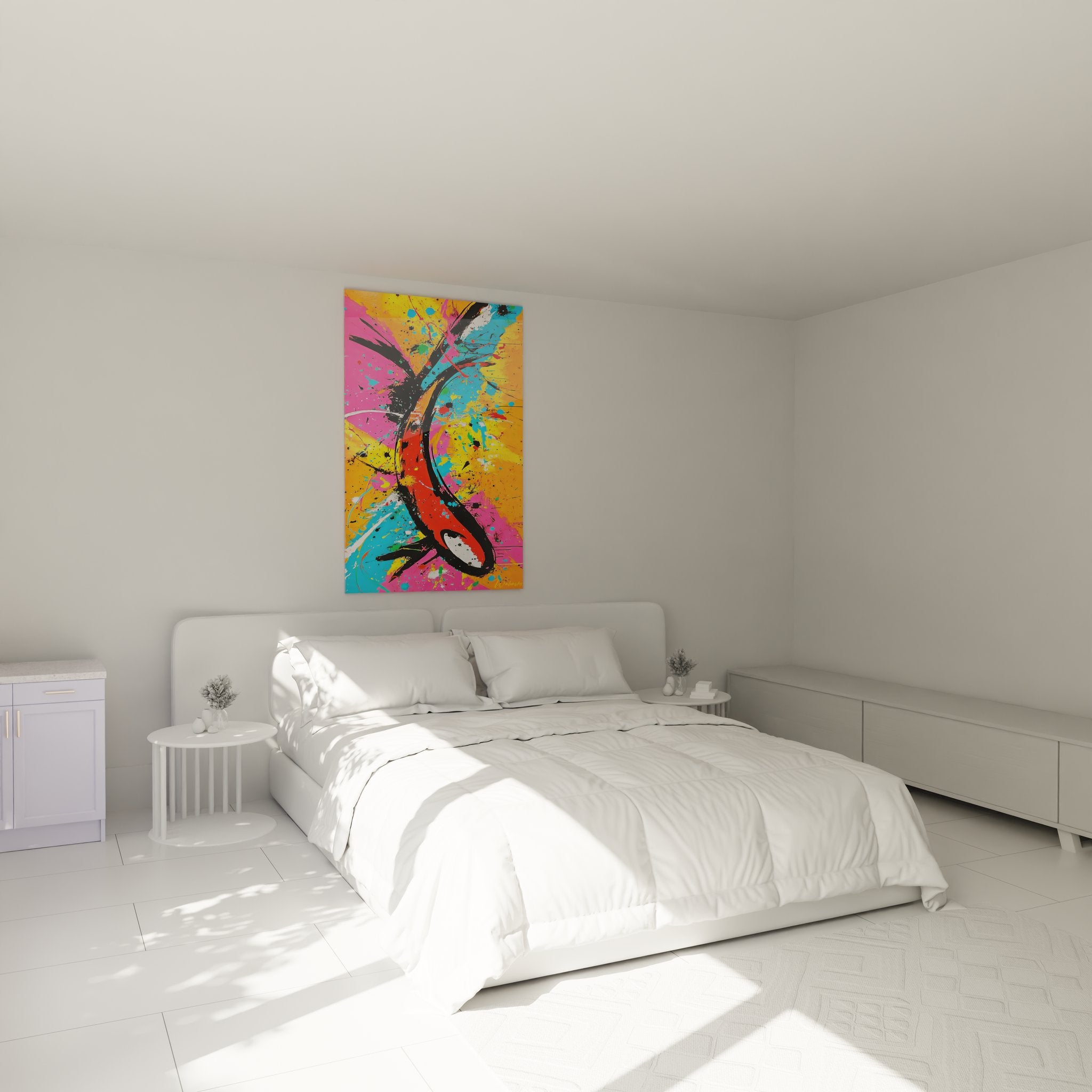 Tableau abstrait coloré ambiance chambre décoration murale moderne art contemporain