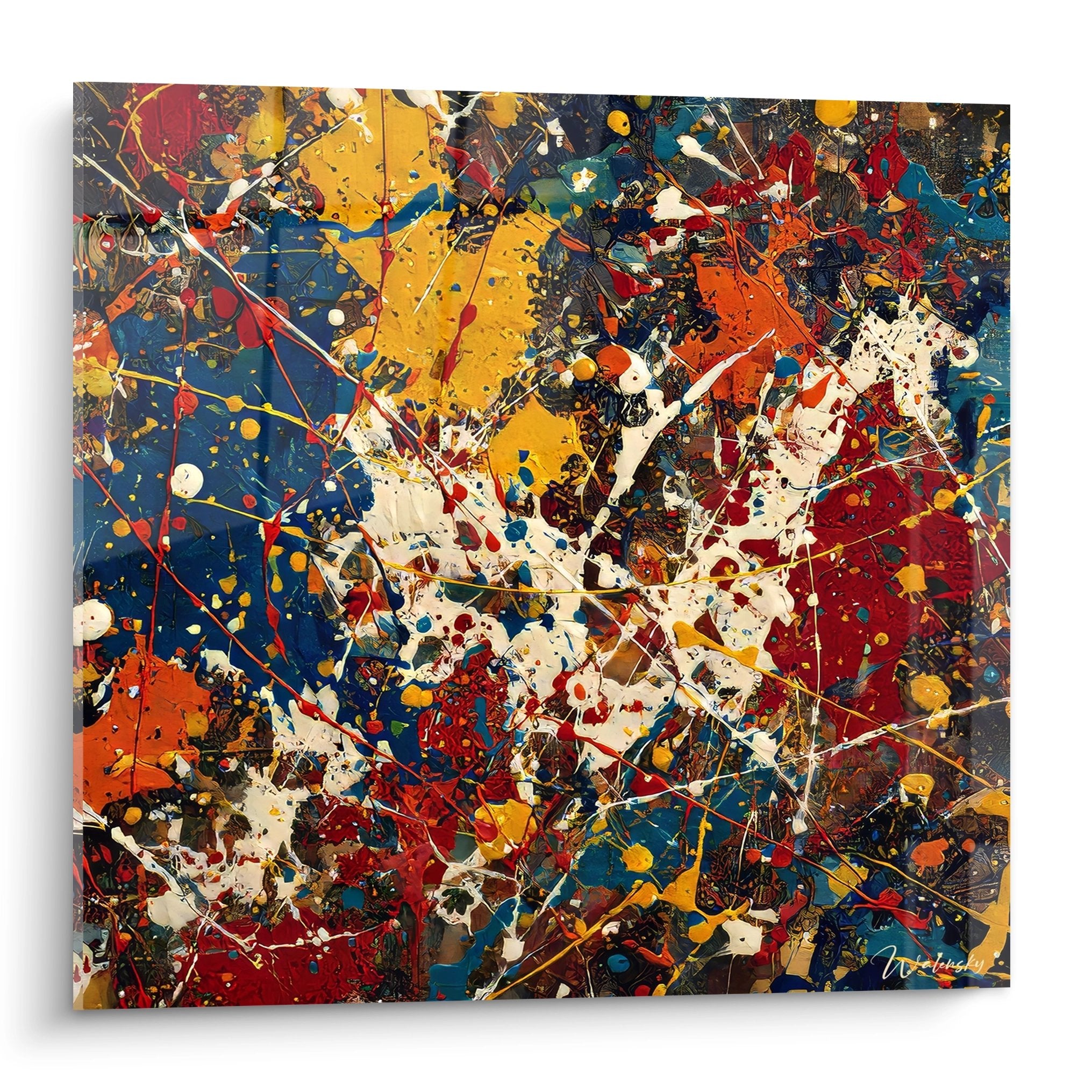 Tableau abstrait explosion couleurs vives peinture moderne murale art contemporain décoratif