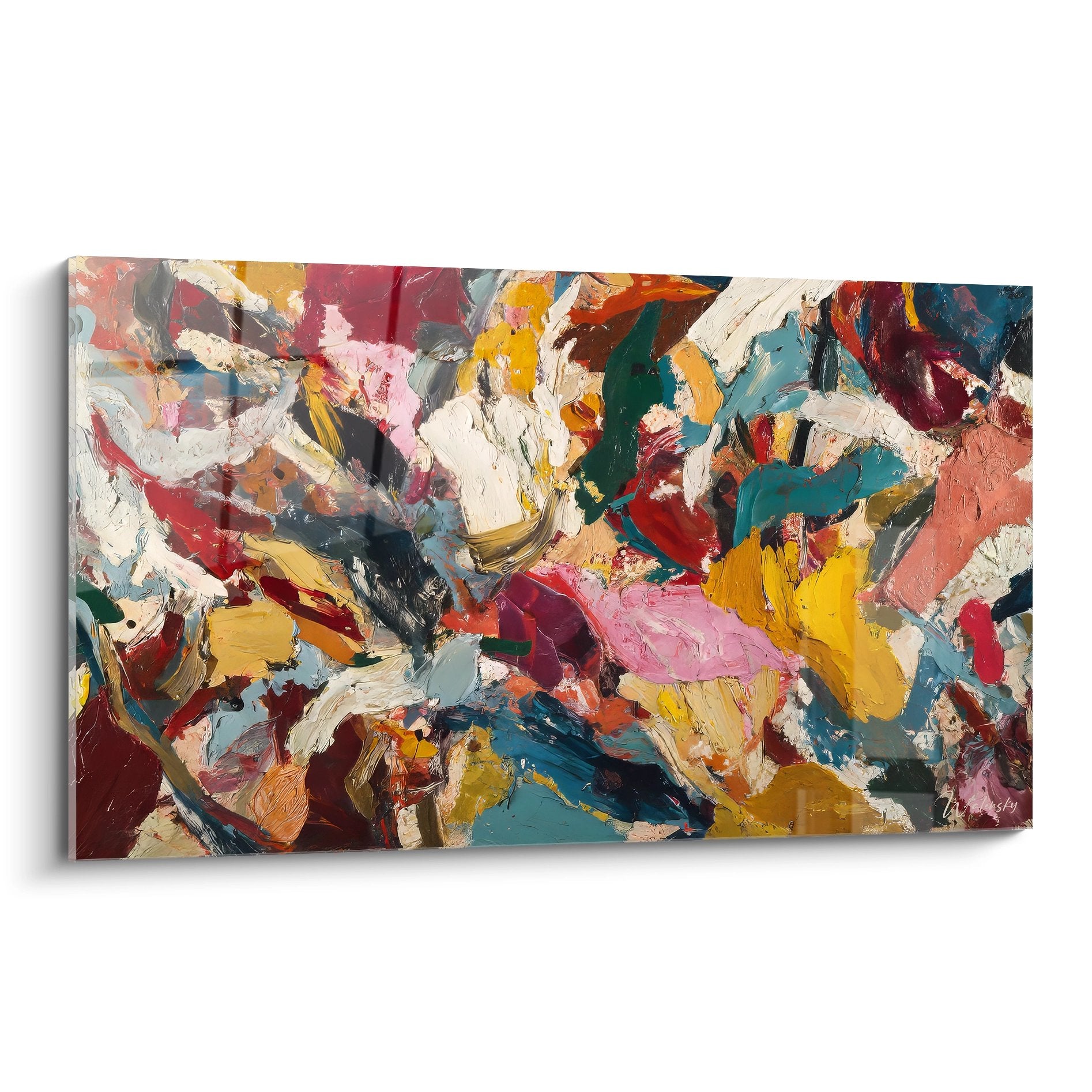 Tableau abstrait expressionniste aux couleurs vives, peinture murale moderne pour décoration contemporaine