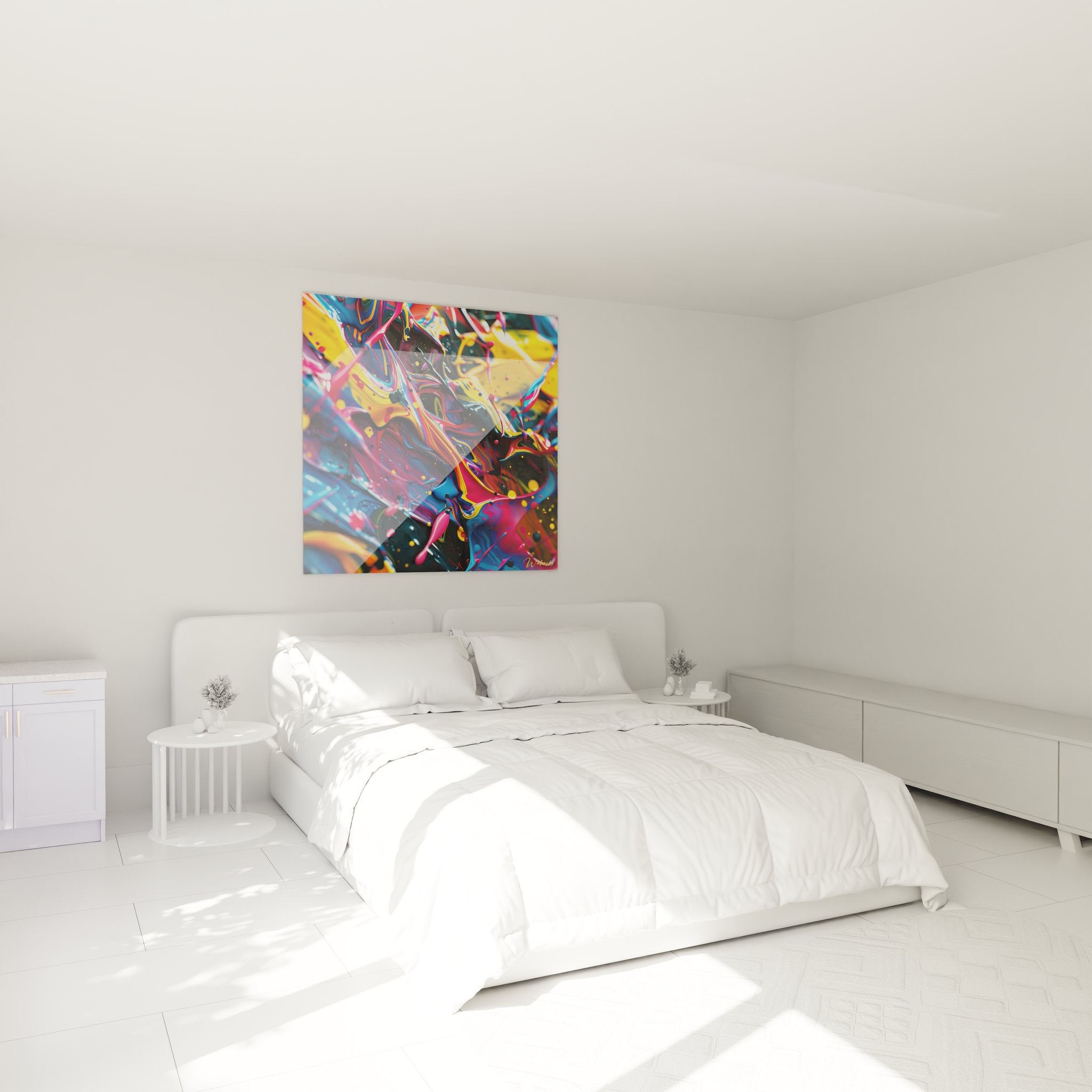 Tableau mural abstrait couleurs fluides ambiance chambre décoration intérieure moderne art contemporain