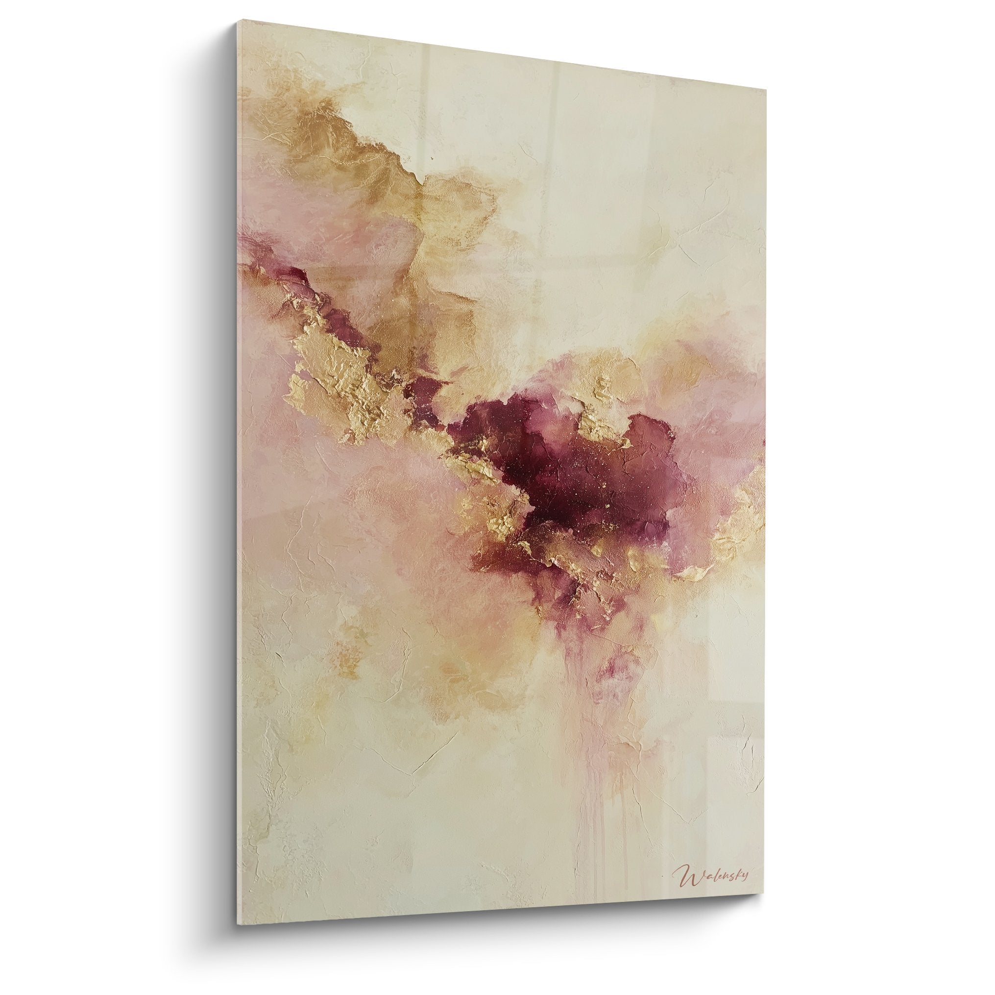 Tableau abstrait nuages pourpres et dorés feng shui sud-ouest terre harmonie céleste
