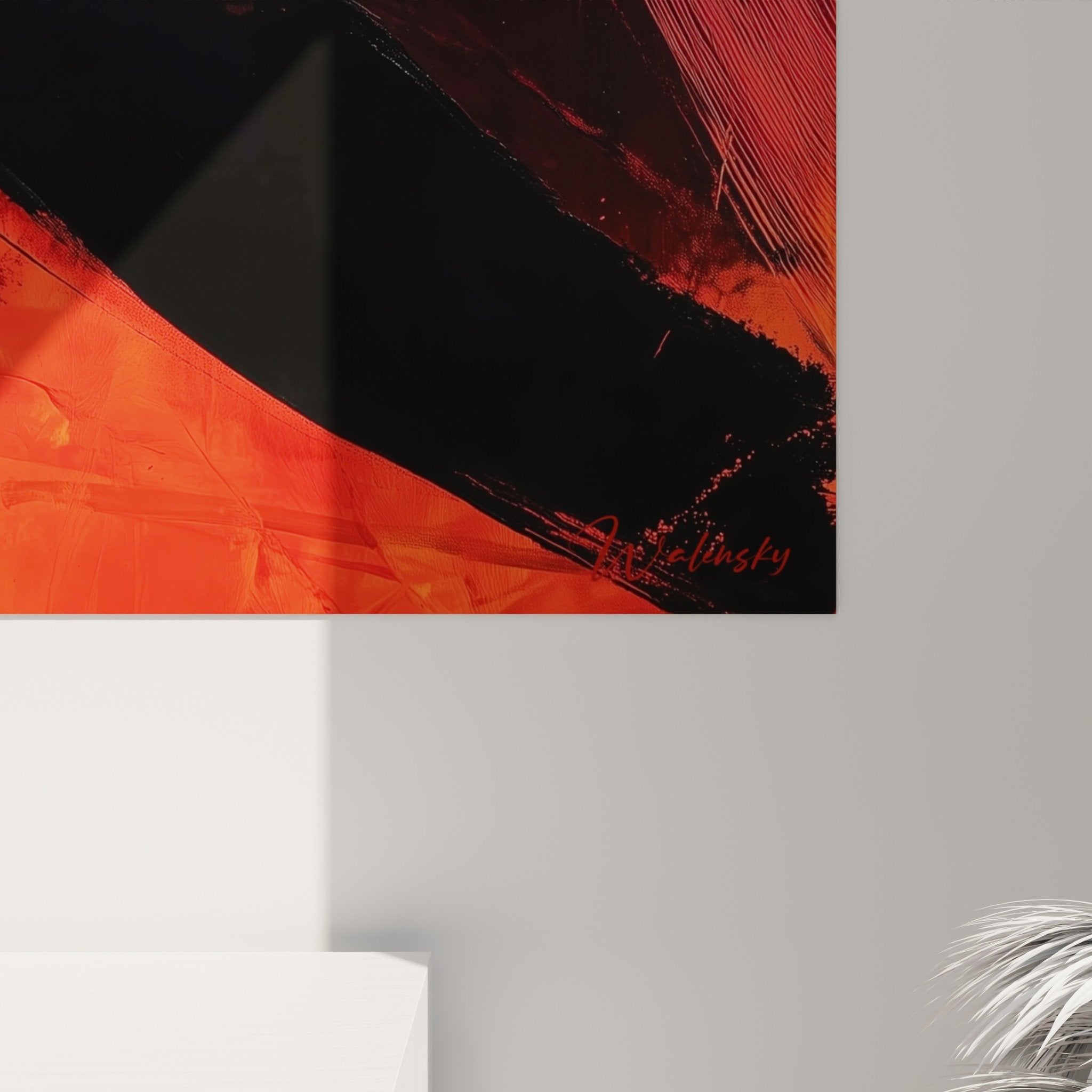 abstract red black painting perspective view explosive composition gestural modern feng shui pure energy