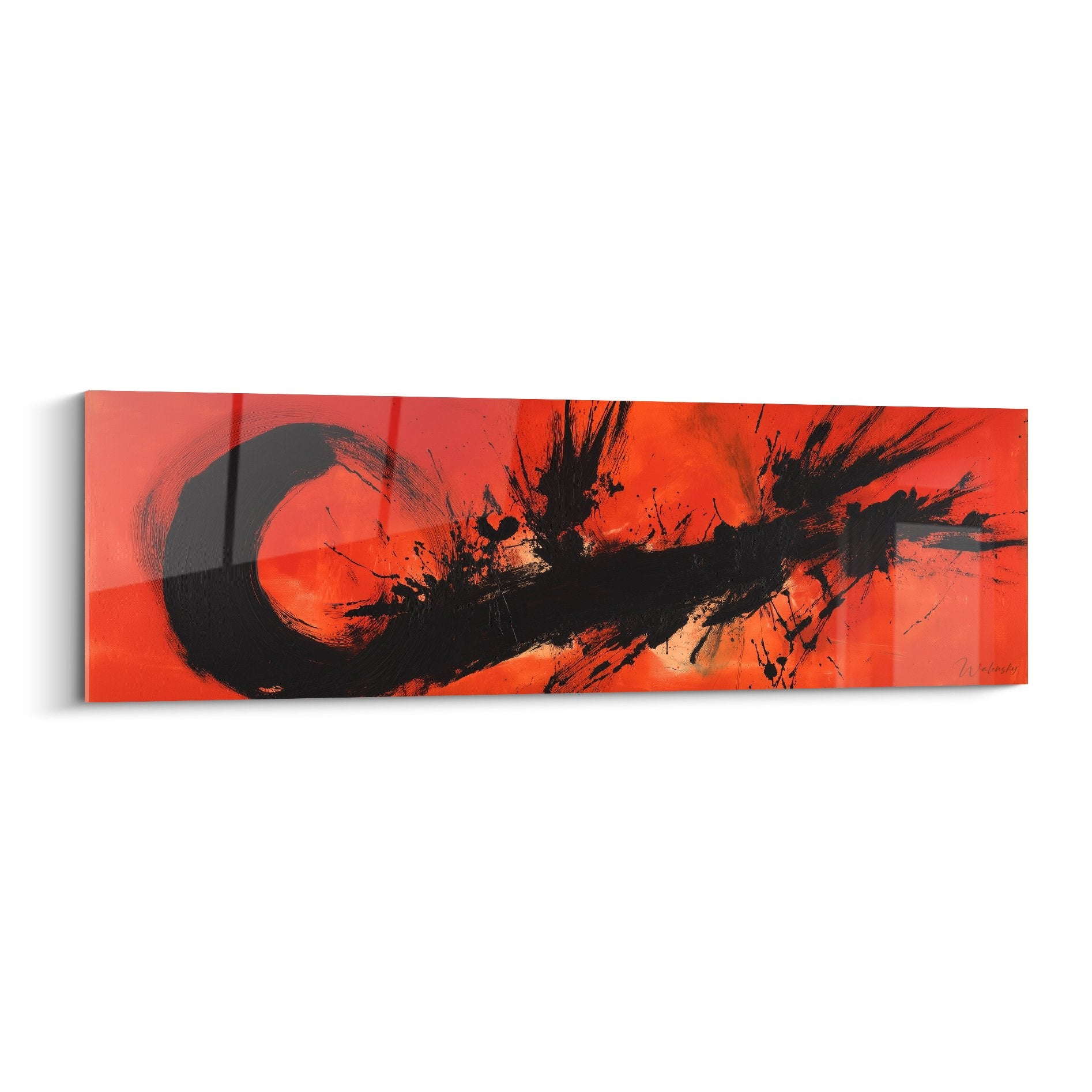 tableau abstrait rouge et noir gestuelle explosive feng shui sud feu passion