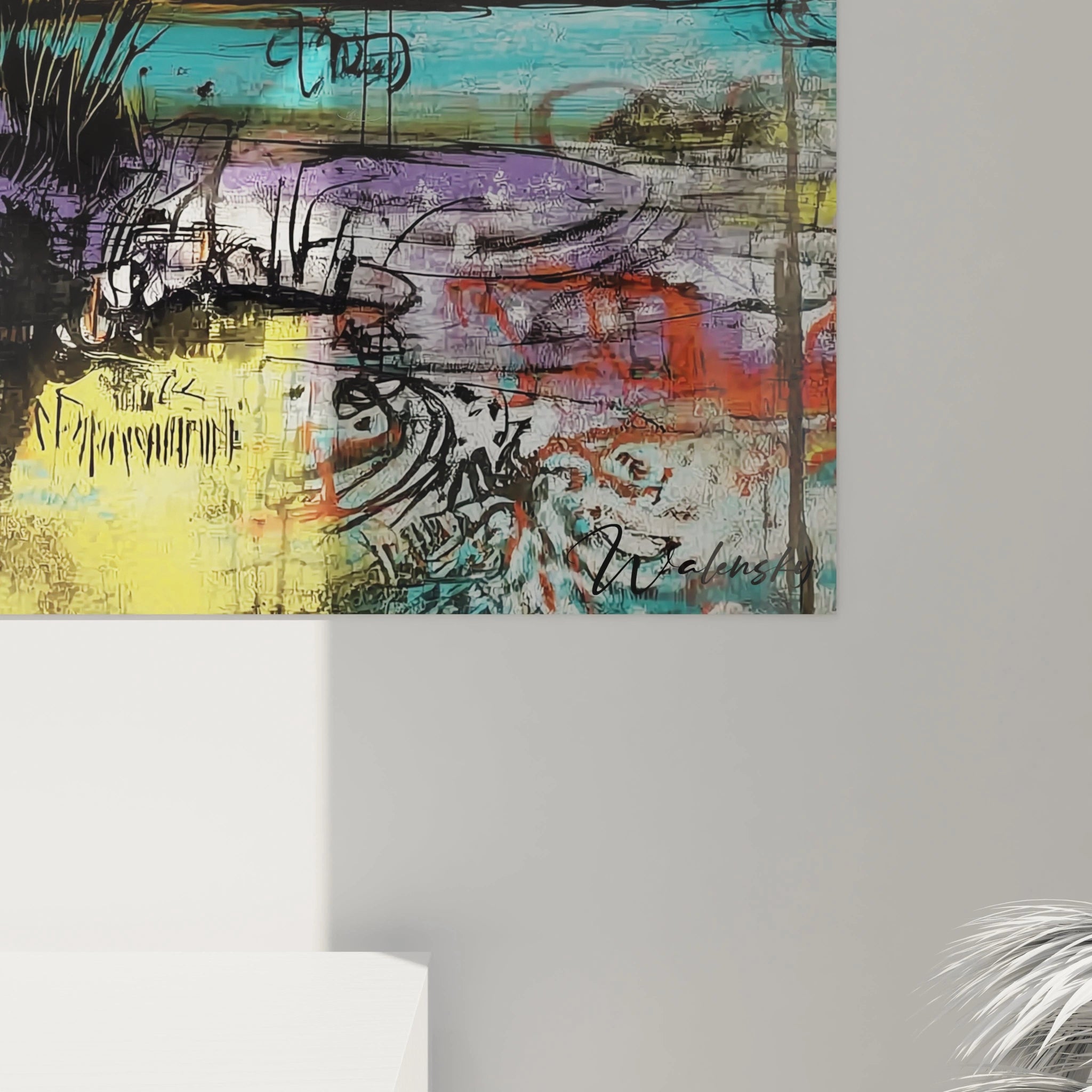 Tableau paysage africain moderne de Walensky avec des couleurs vives pour embellir votre intérieur