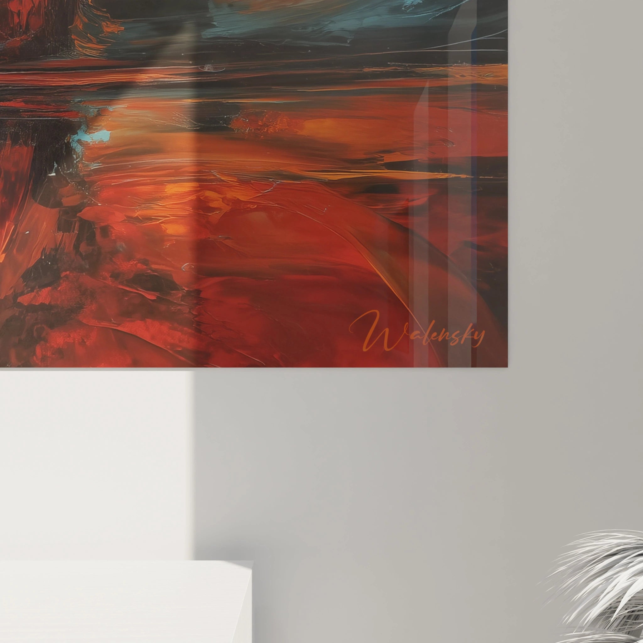 Tableau paysage africain moderne de Walensky avec des couleurs vives et des formes abstraites